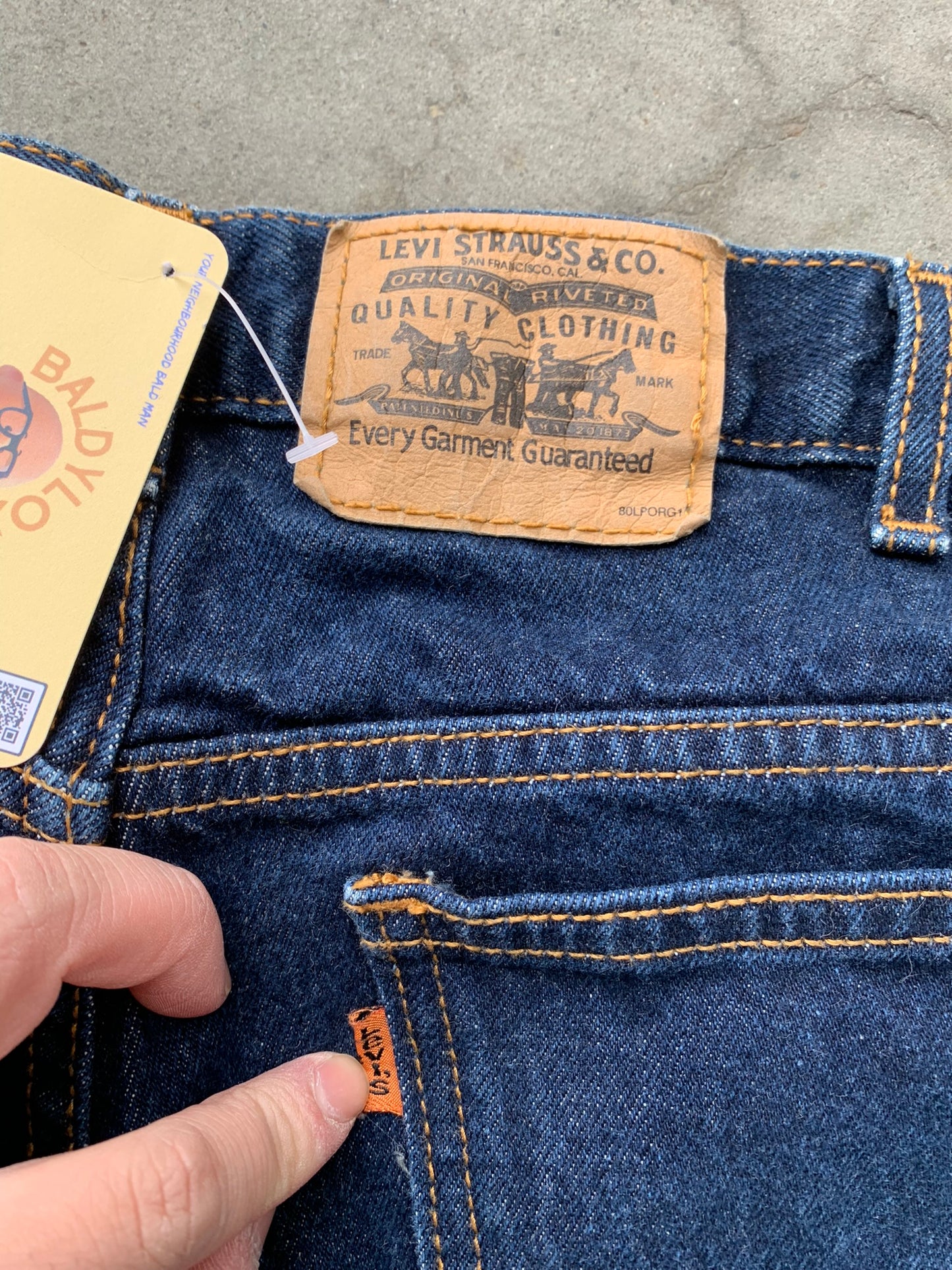 (38”) Vintage Dark Wash Levi Orange Tab Jorts
