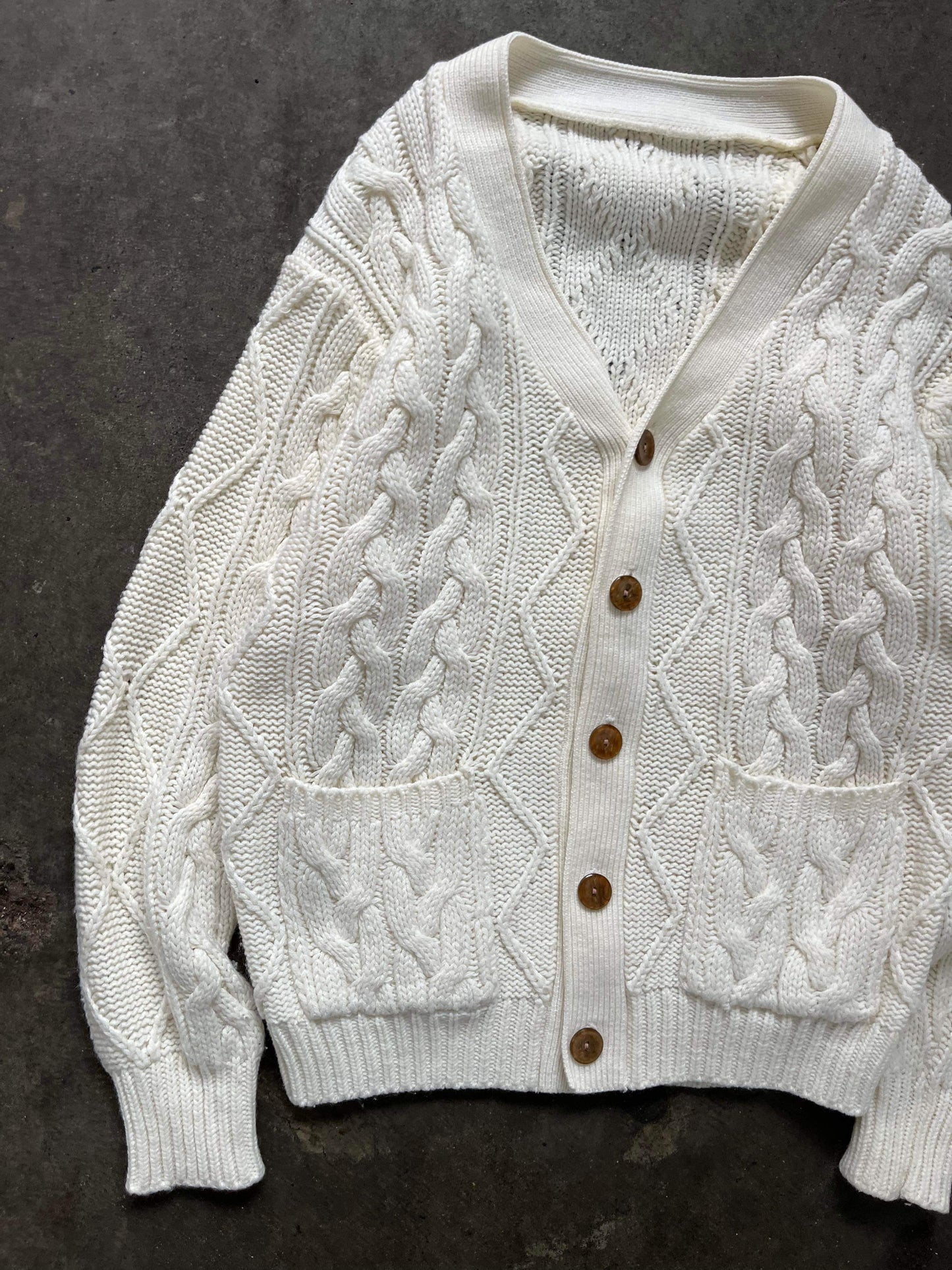 (M) Vintage Thick Cable Knit Cardigan