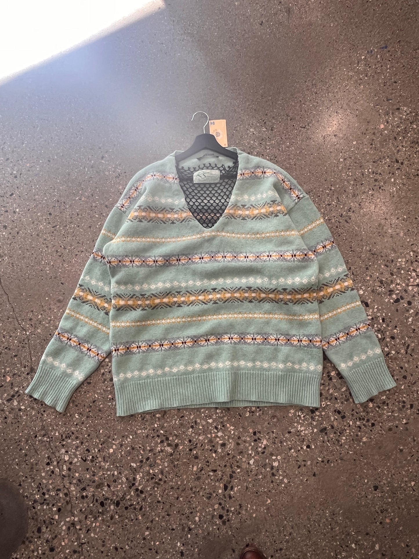 (L/XL) Raf Simons Fair Isle Jaquard V neck Knit SS22