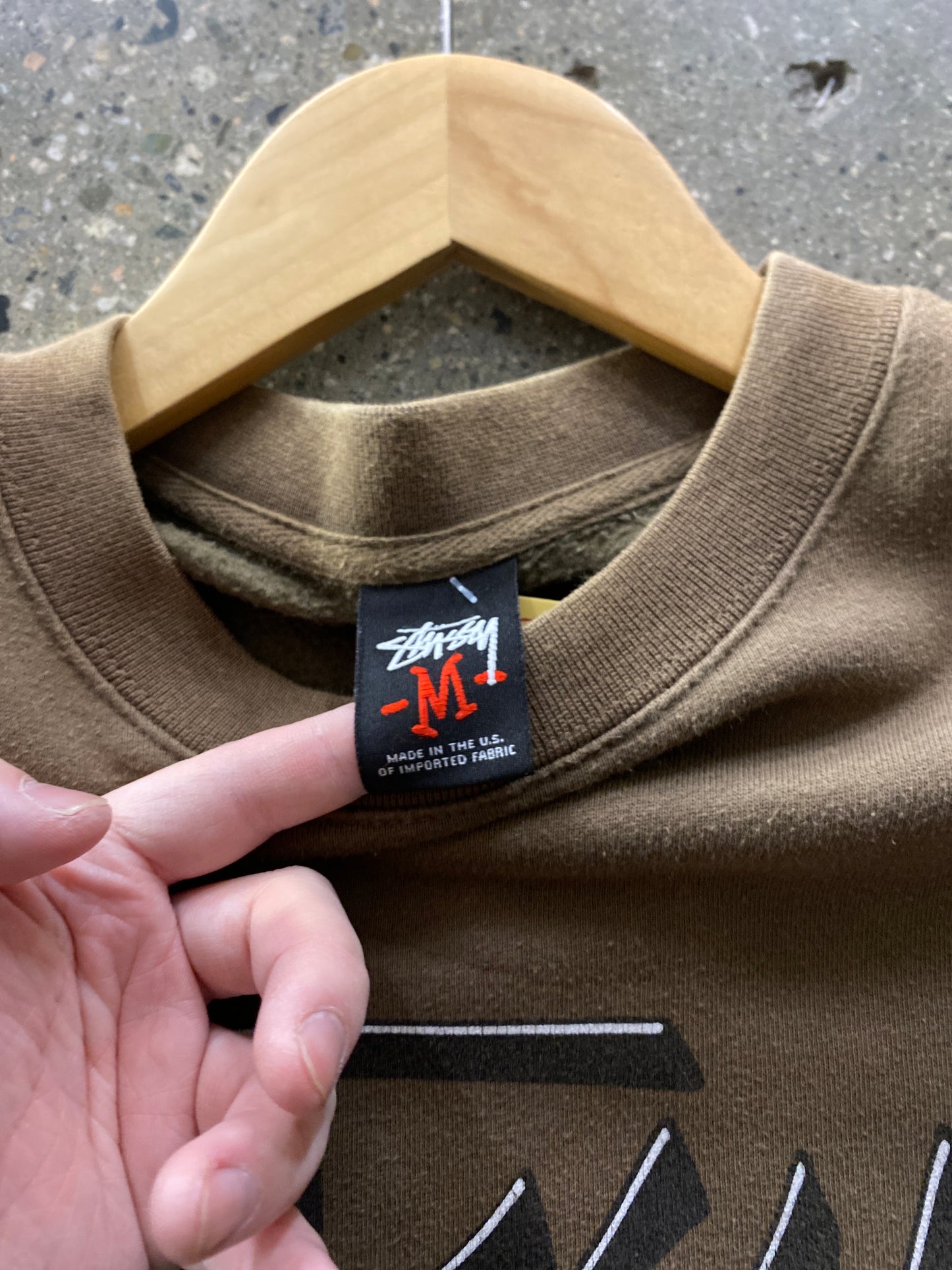 (M) 2010s Stussy Brown Script Crewneck