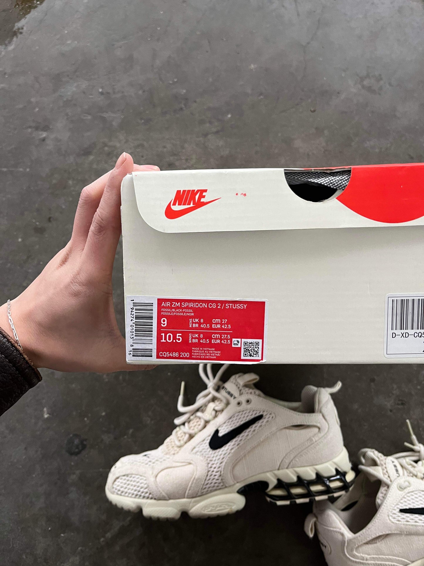 (9/10.5) Stussy x Nike Spiridon Caged Fossil