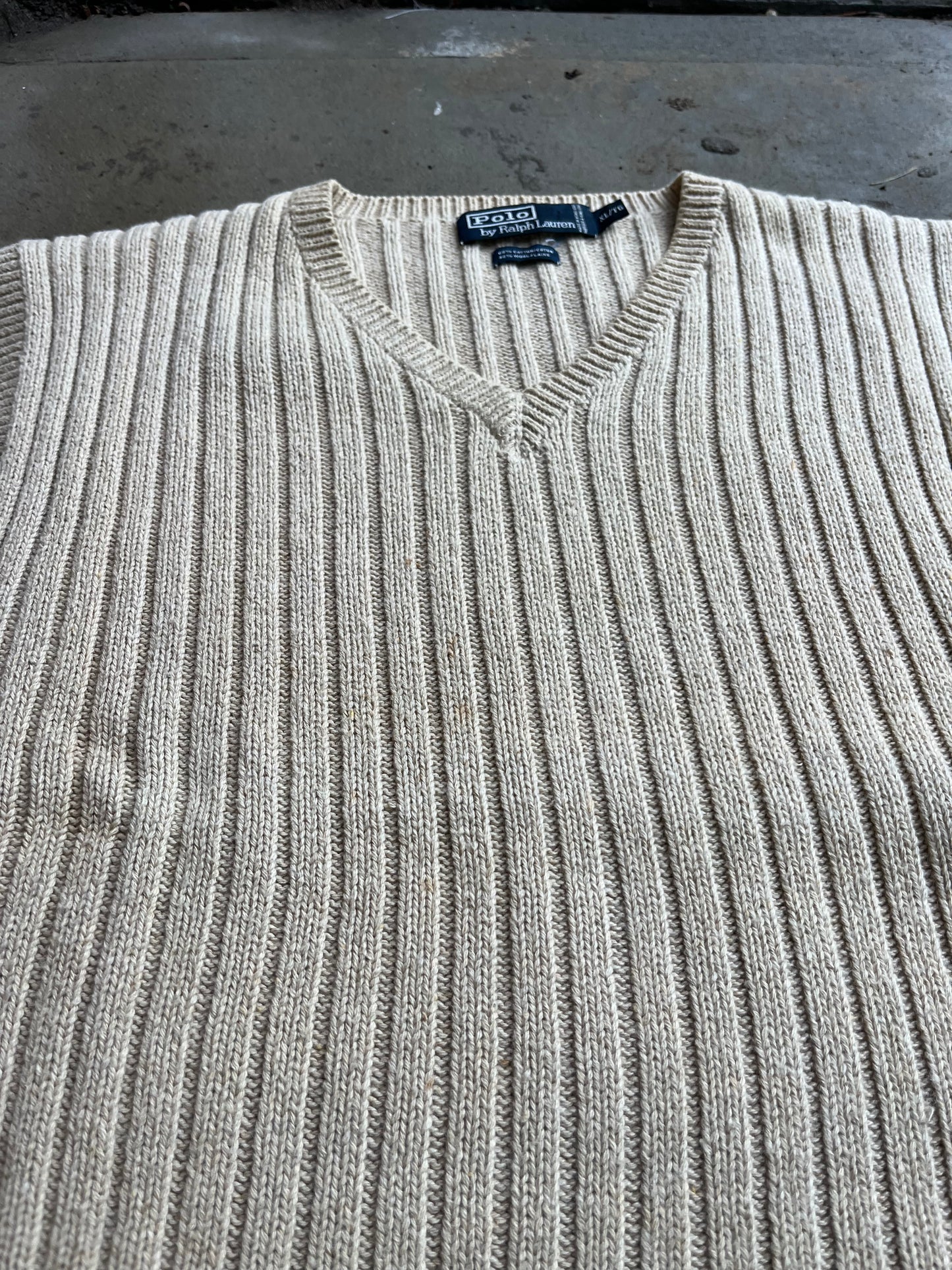 (XL) 90s Polo Cream Knitted Vest