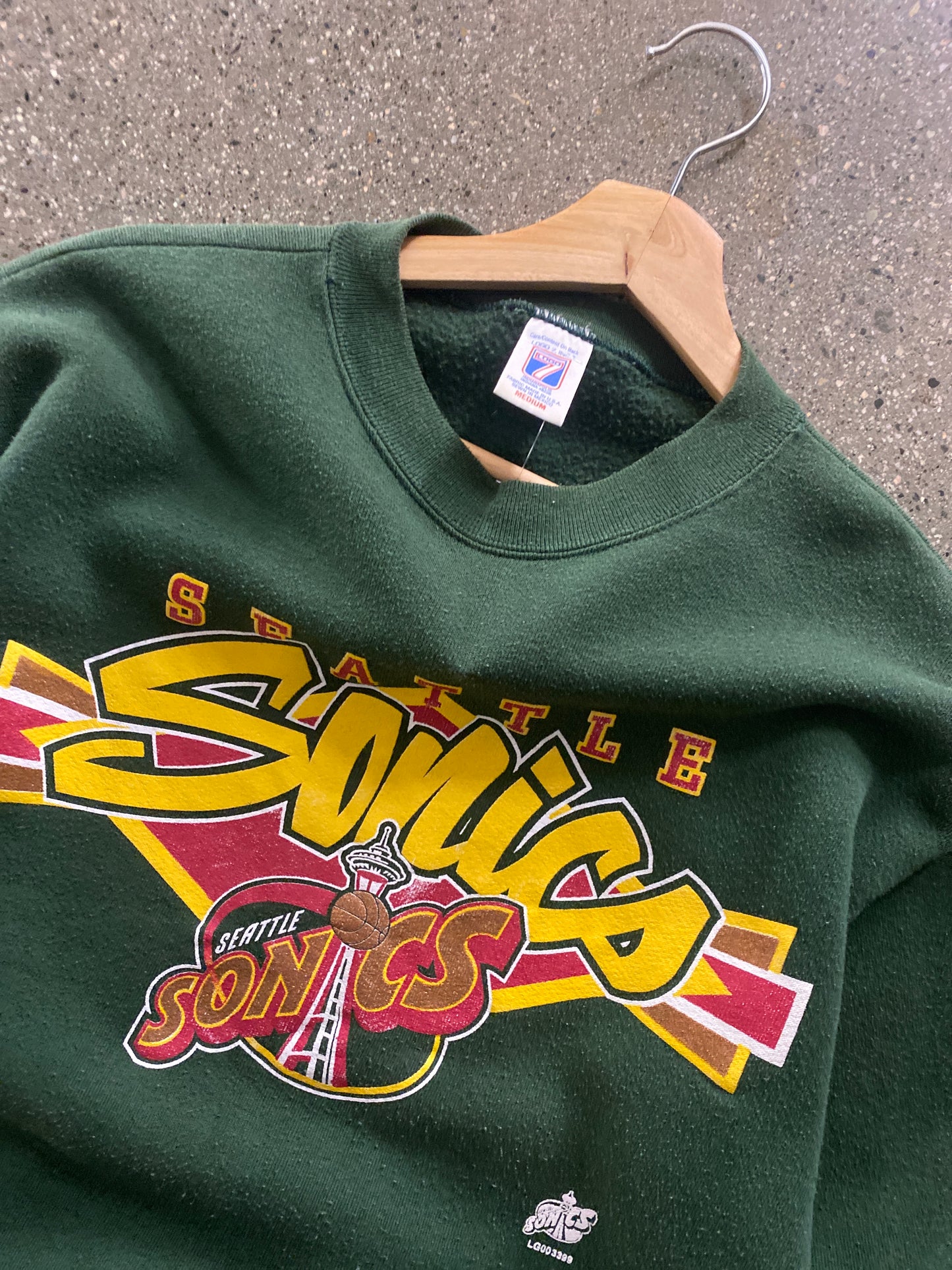 (S) 1990s Logo7 Seattle SuperSonics Crewenck