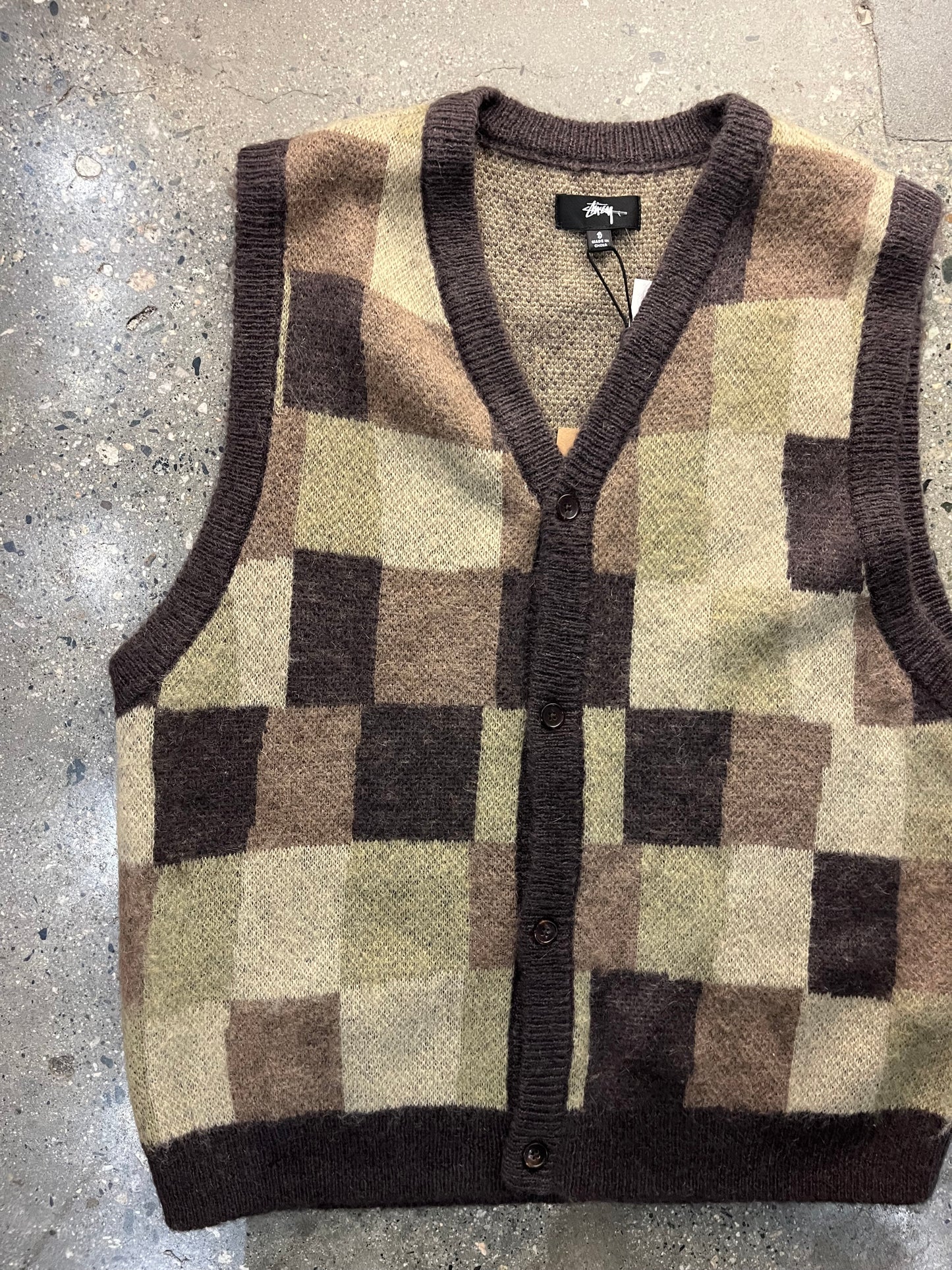 (S) BNWT Stussy Wobbly Check Sweater Vest