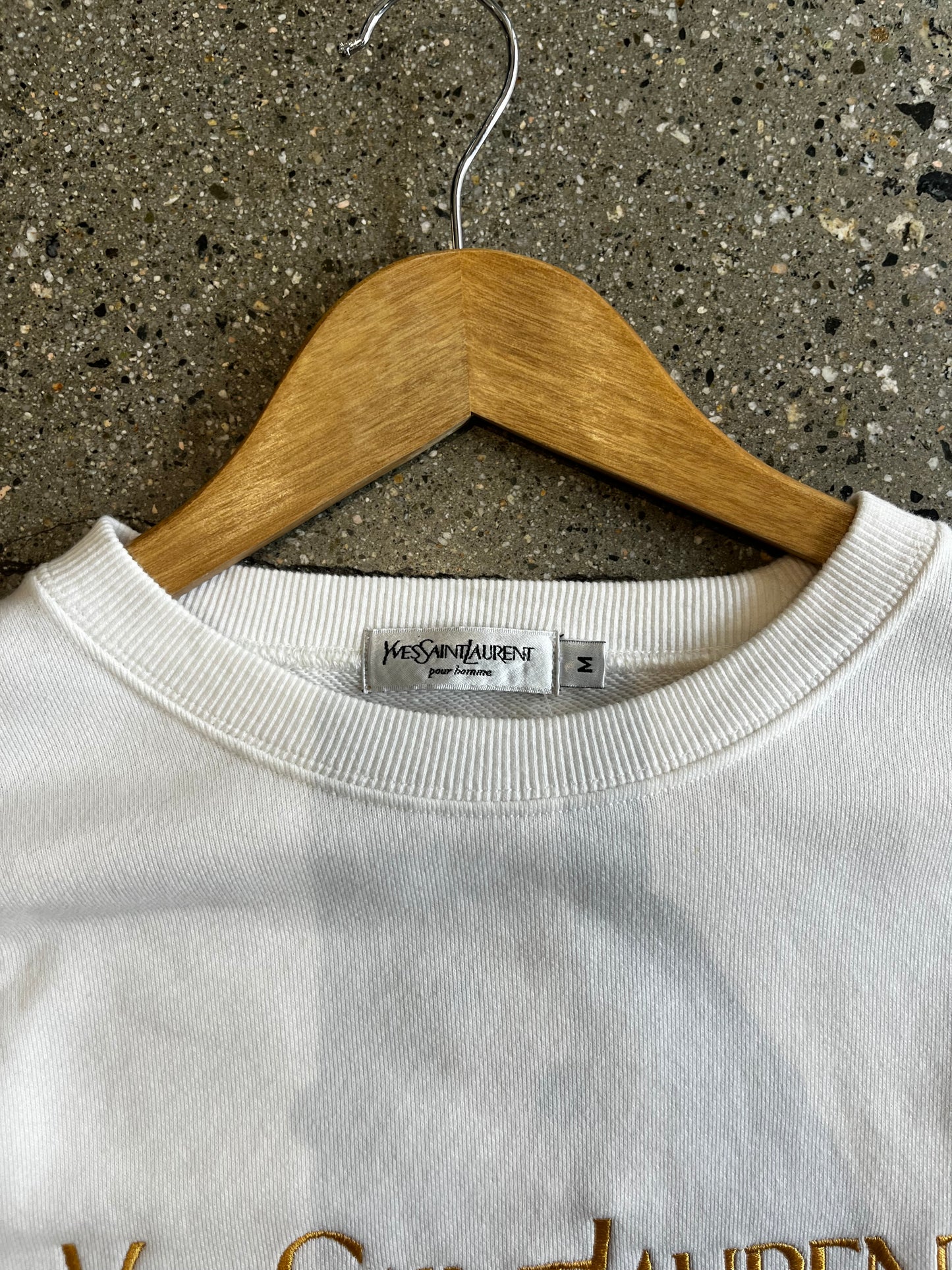 (Small) 90s vintage white YSL crew with yellow script