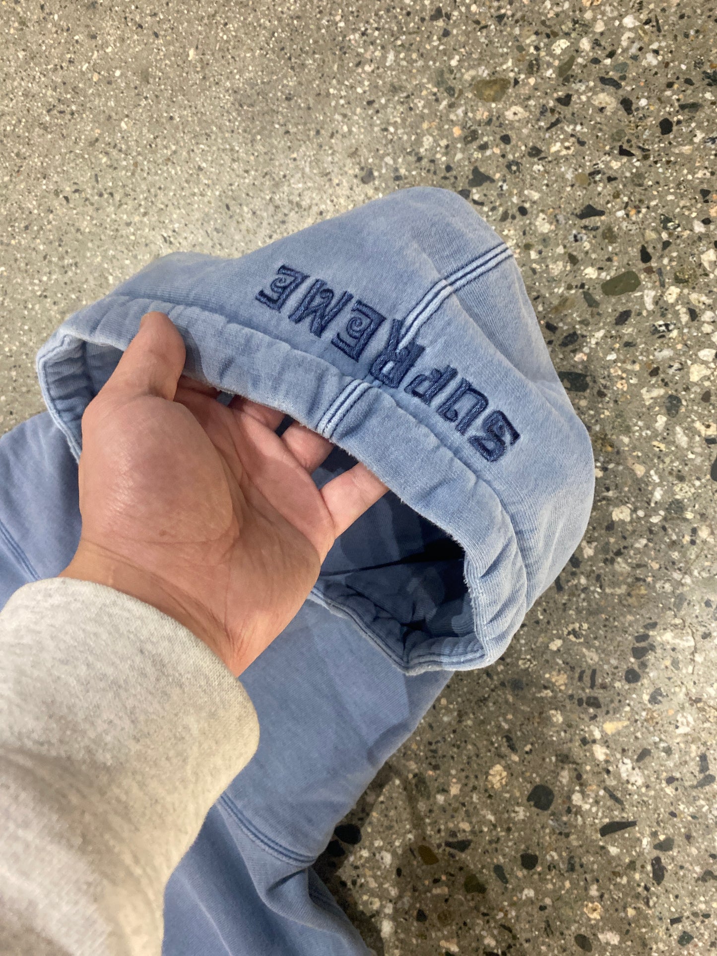 (L/XL) Supreme Blank Faded Blue Hoodie