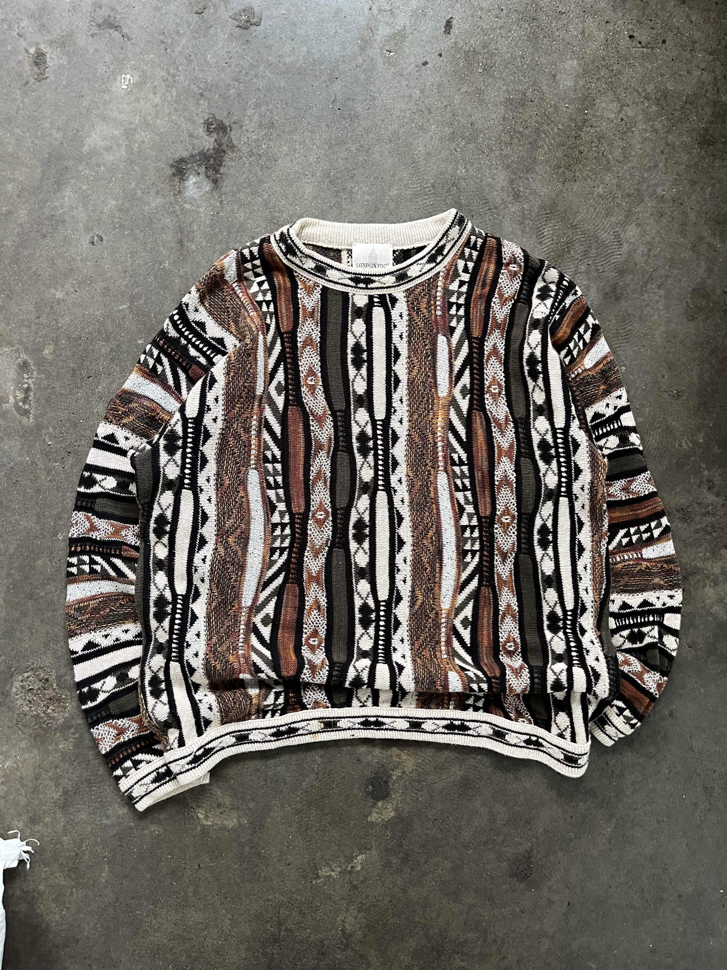 (M/L) 90’s London Fog 3D Coogi Style Knit