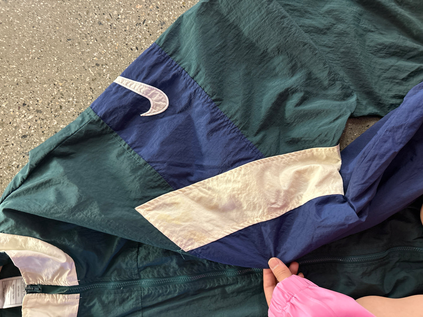 (3X) 90s Nike Green Blue Windbreaker ( Stain )