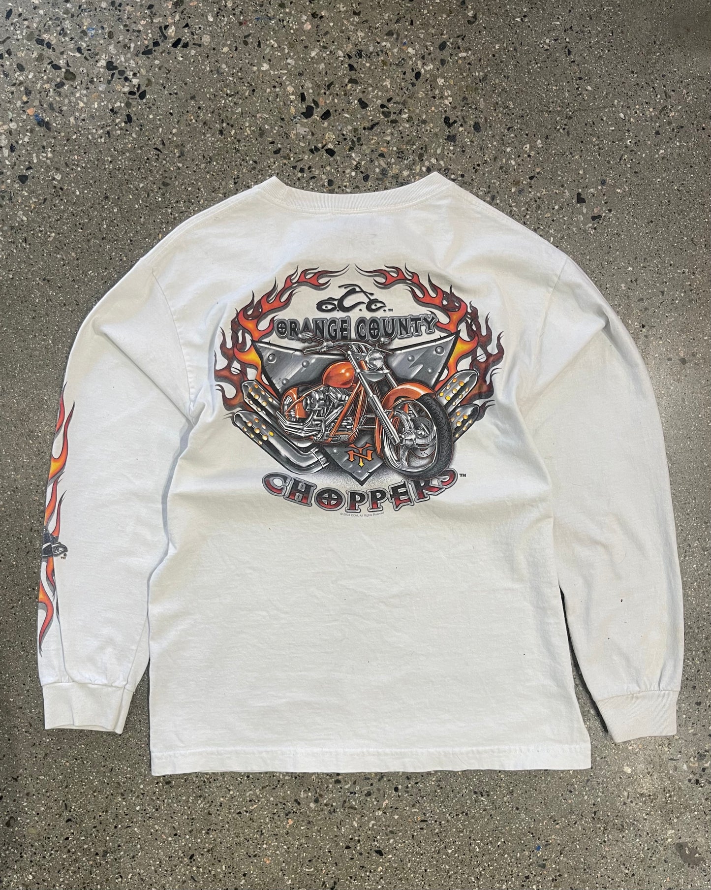 (M) 2004 Doublesided White Orange County choppers LS TEE