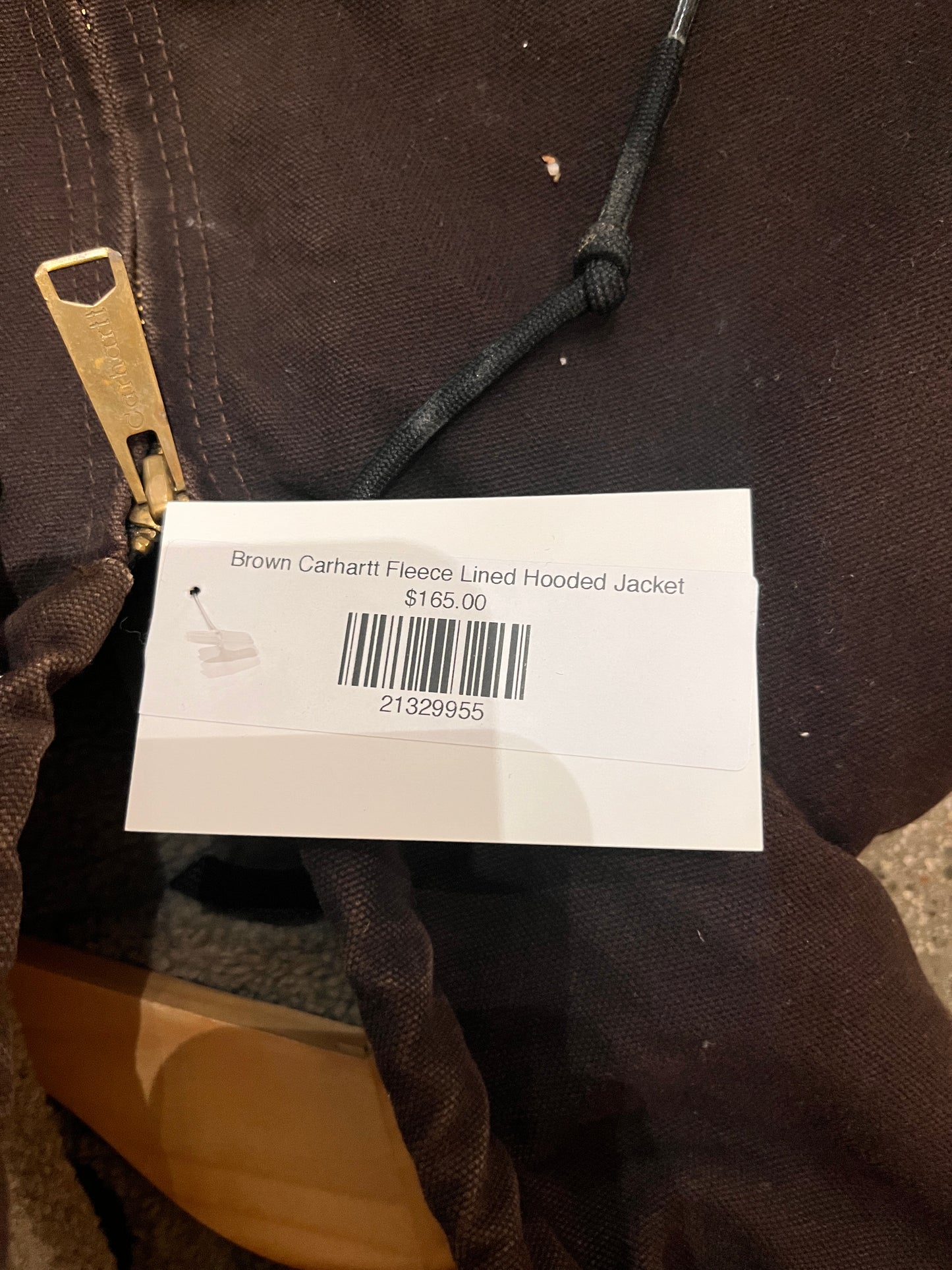 (M) Brown Carhartt Fleece Lined Hooded Jacket