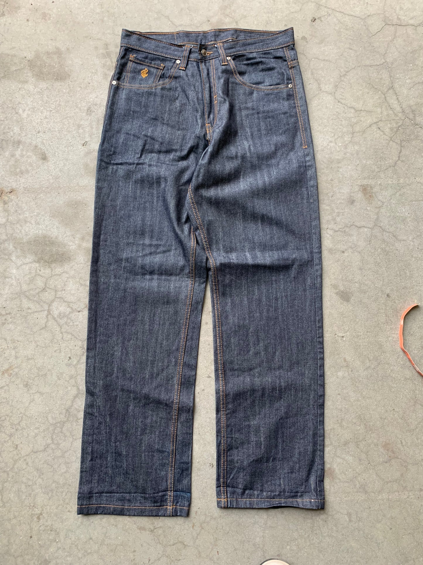(34”) Vintage Baggy Rocawear Raw Denim