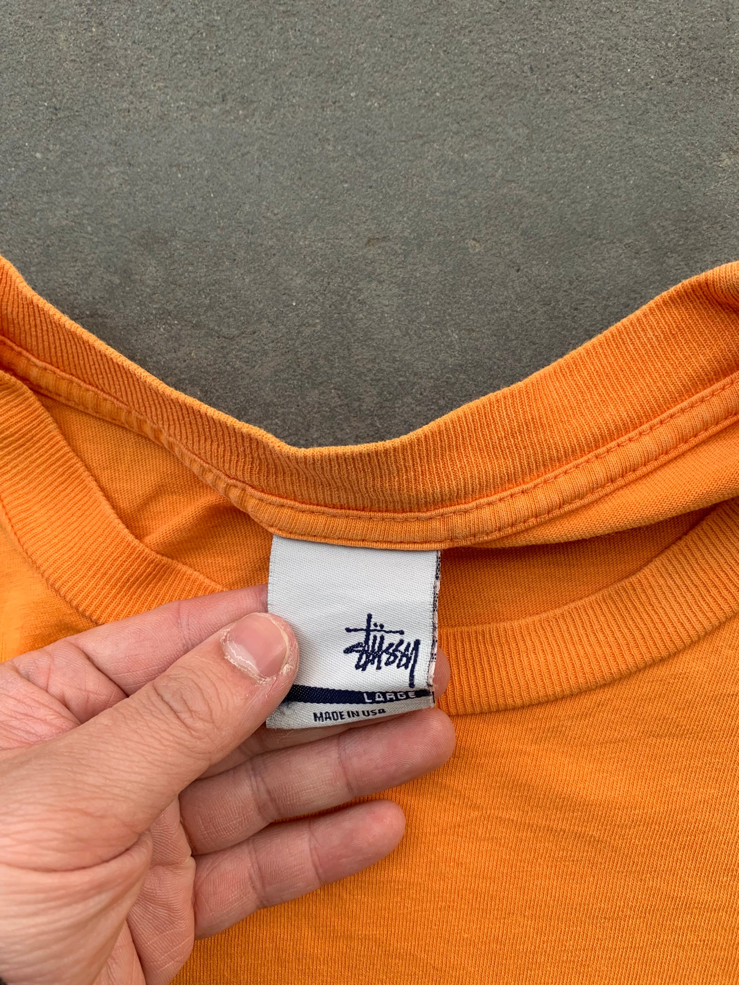 (S/M) 90’s Stussy Orange / Peach Script Tee