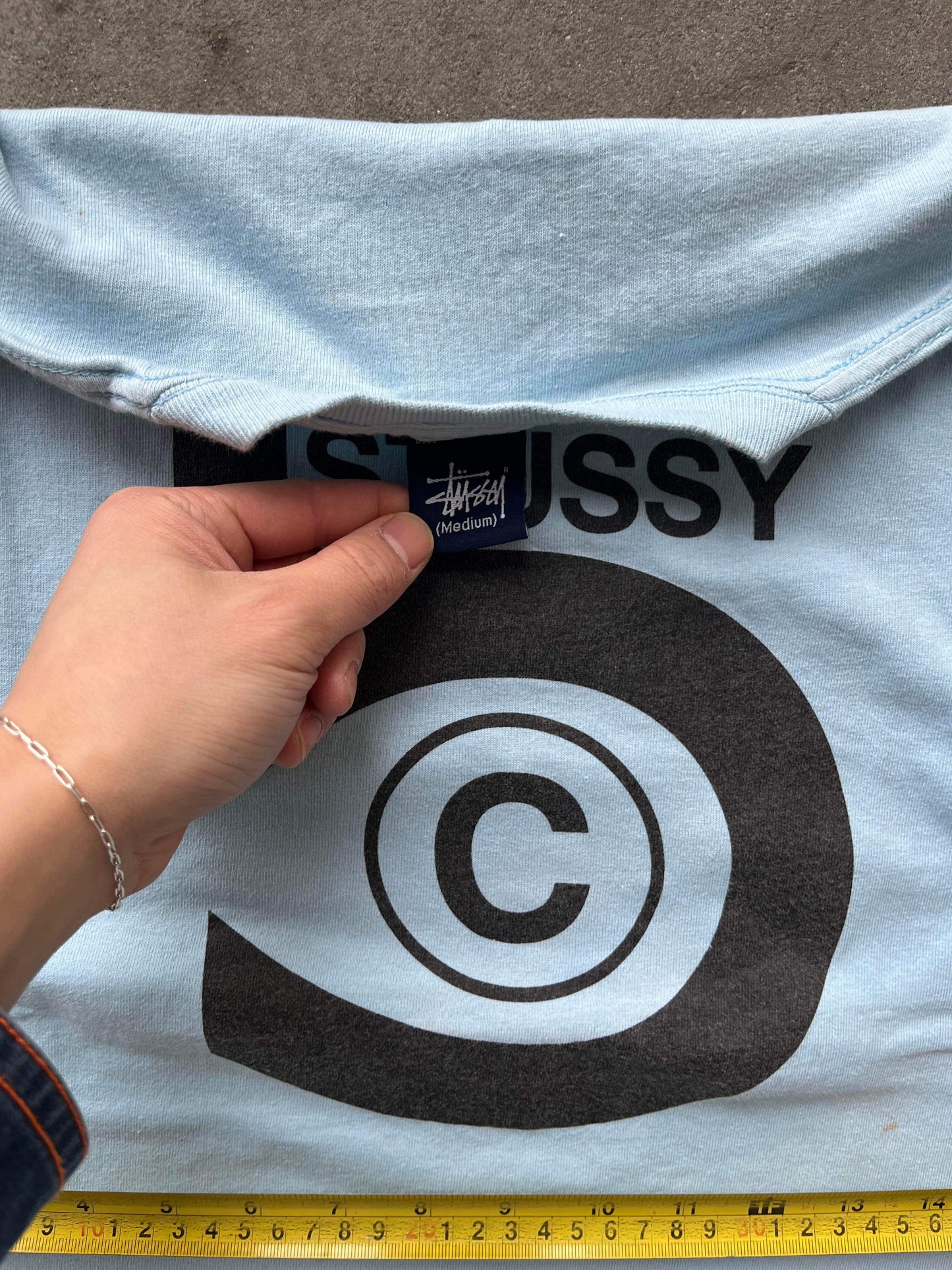(M) 90’s Stussy Baby Blue Tee