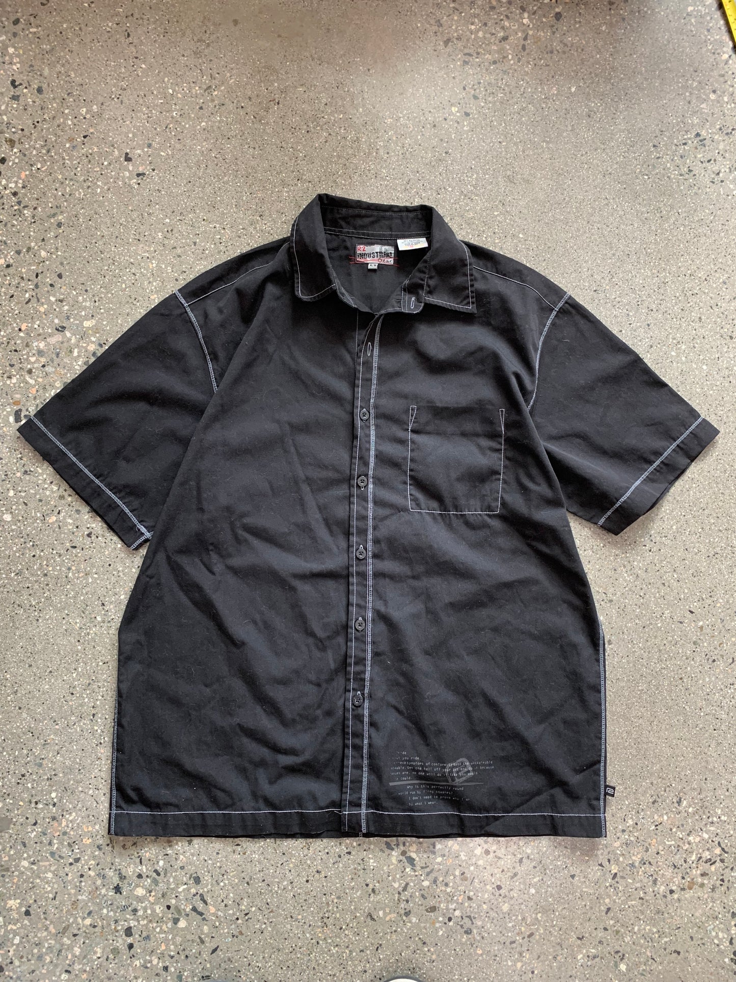 (M/L) Y2K Industrial Gear Contrast Button Up