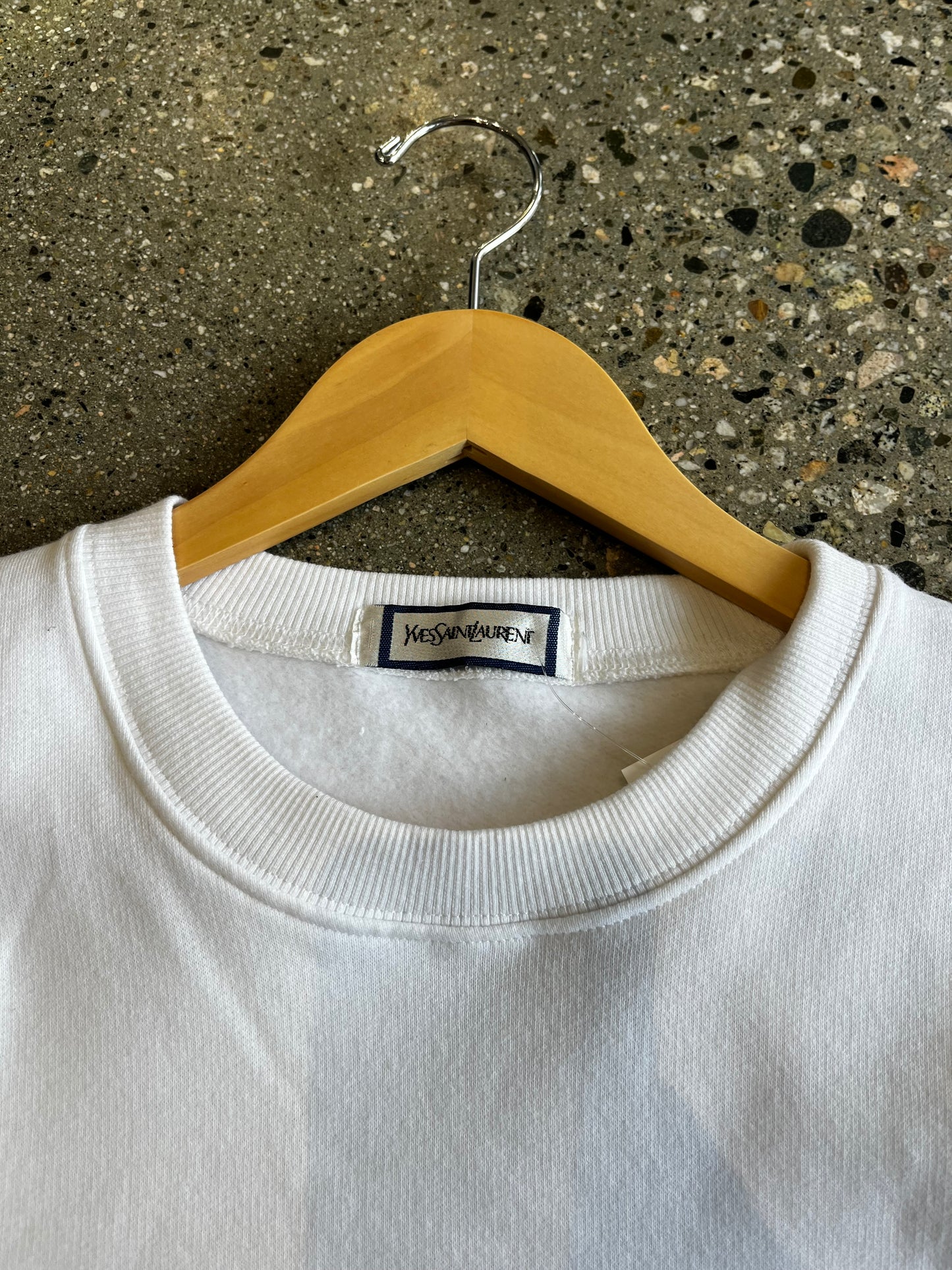 (Medium) 90s white YSL crewneck rainbow script