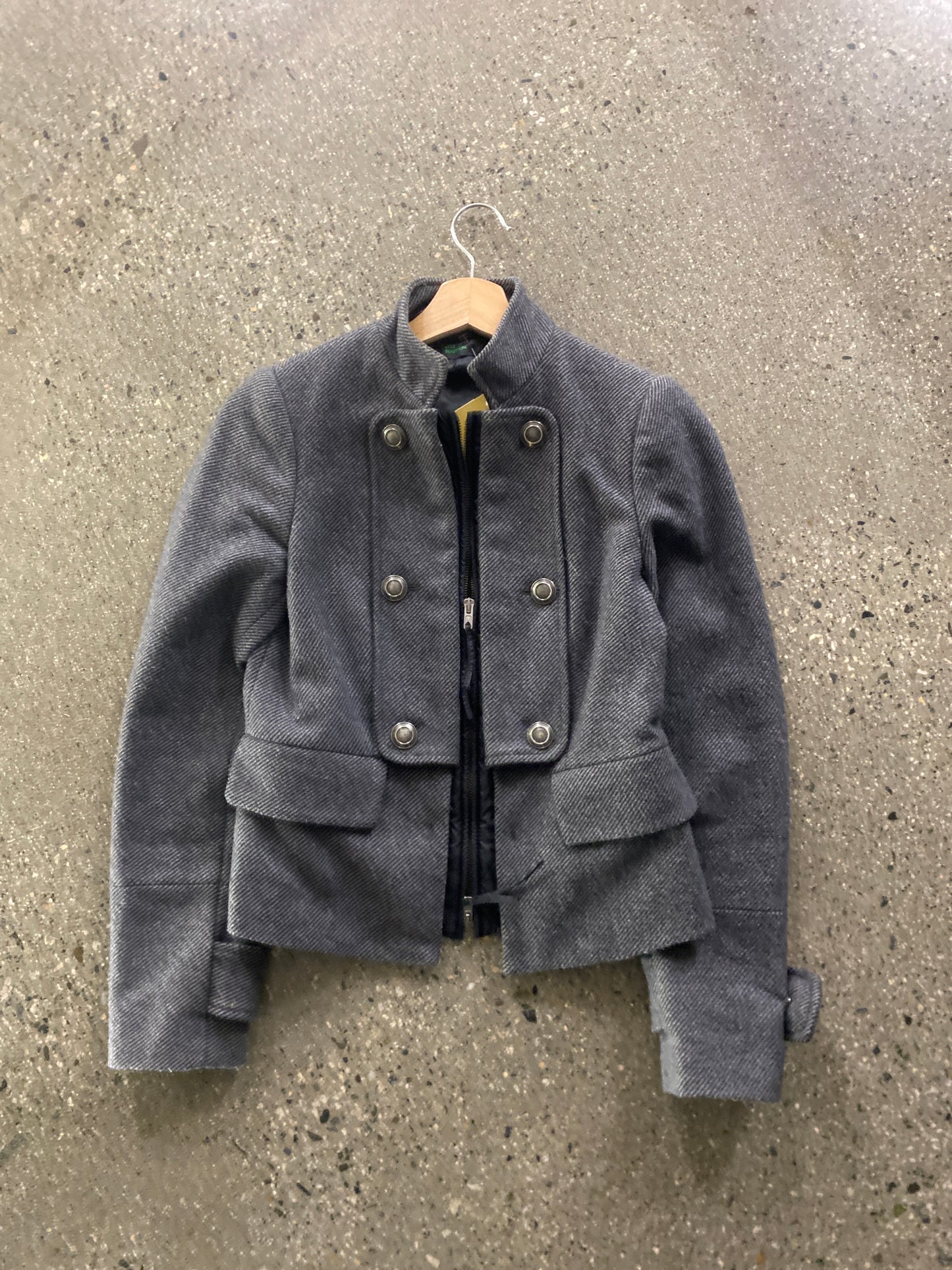 (Womens XS/S) Colors of Benetton Cropped Gray Jacket