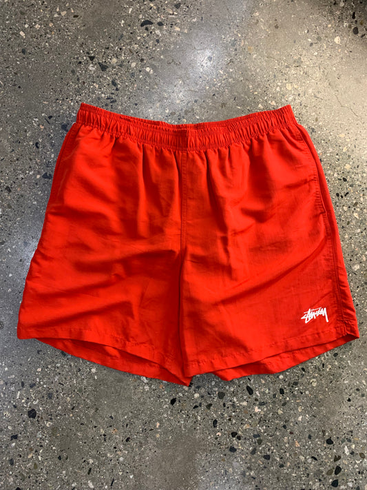 (M) Red Script Stussy Short