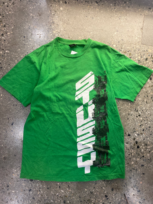 (L) Mid 2000s Stussy Green Paint Tee