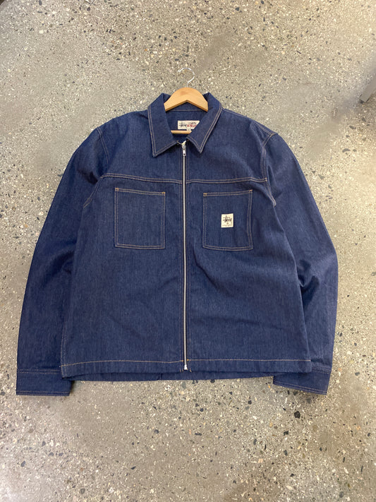 (2X) Stussy Workgear Raw Denim Style Jacket