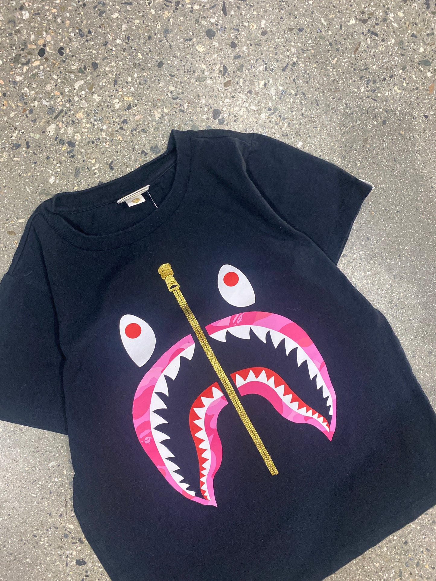 (Womens S) Bape Shark Zipper Tee