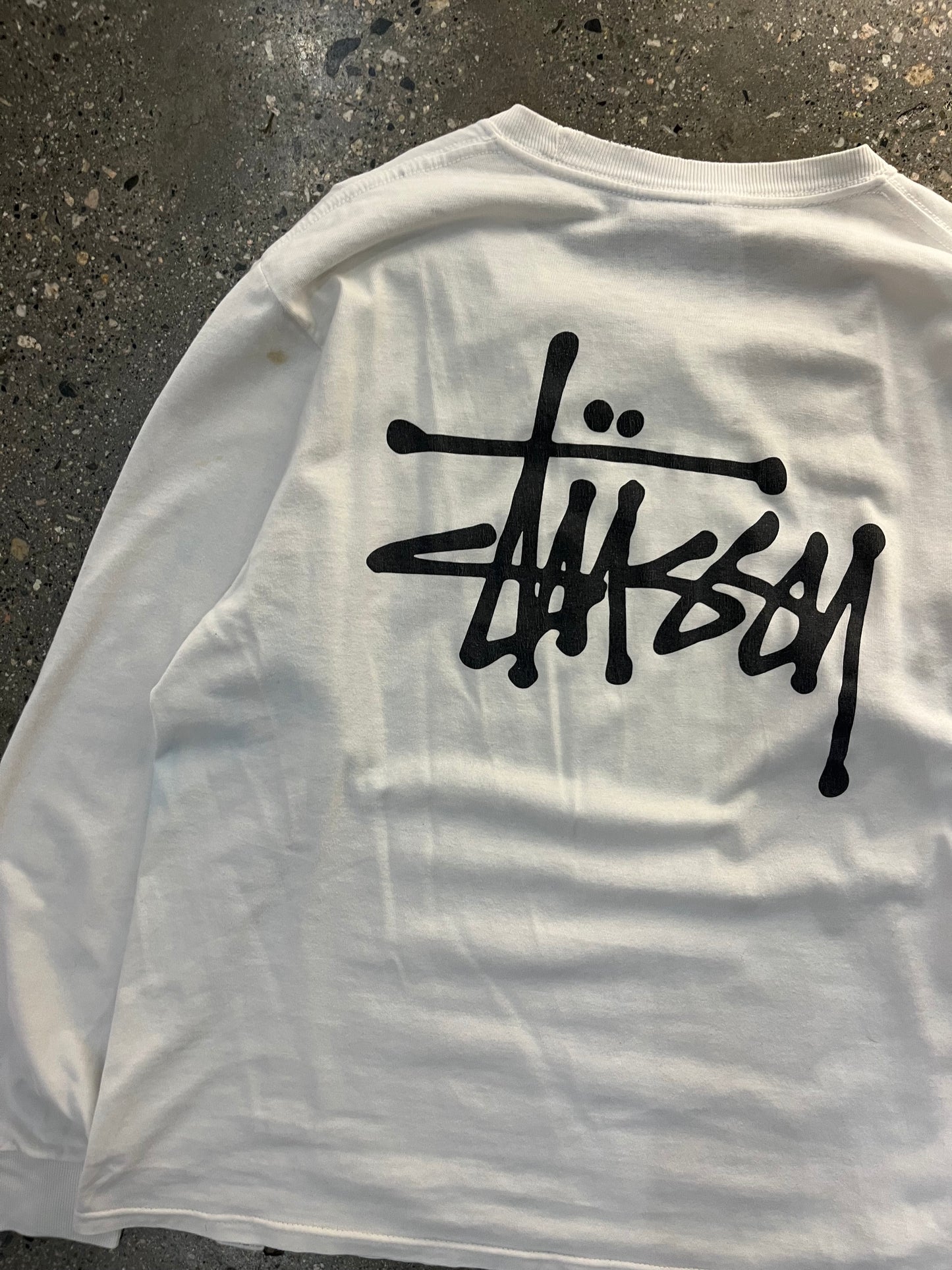 (M/L) Stussy White Script LS