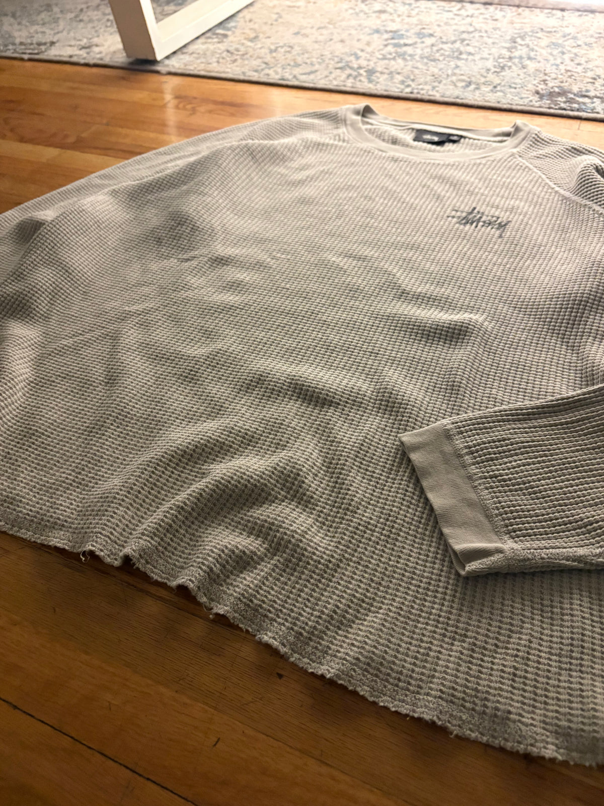 (M) Stussy Thermal Waffle Knit Longsleeve Beige