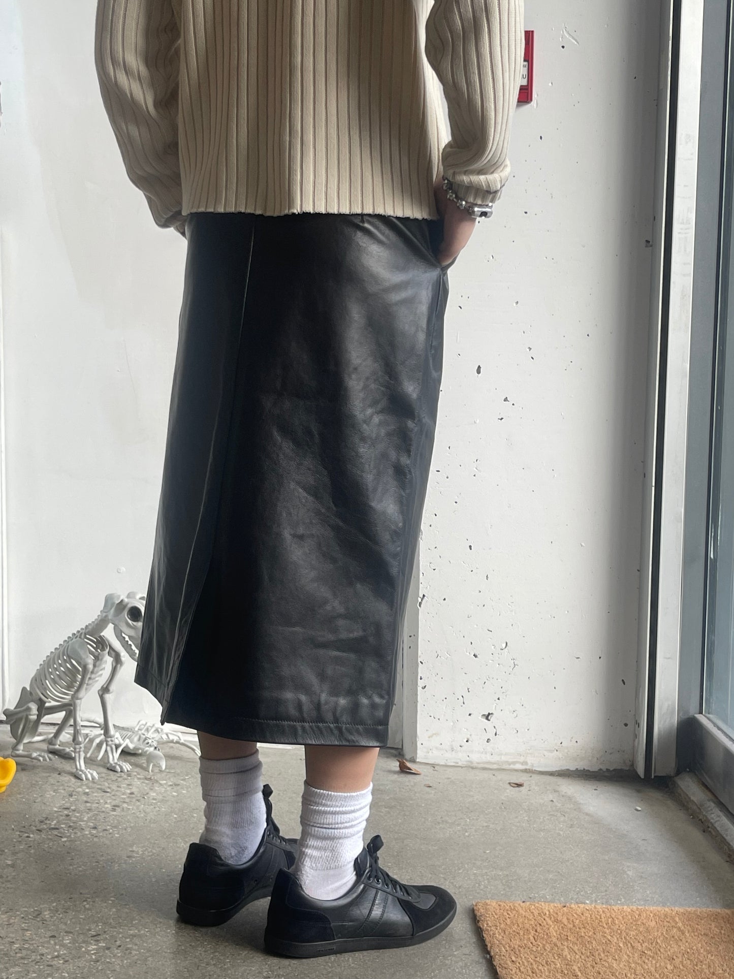 (S) Rare Stussy Genuine Leather Skirt