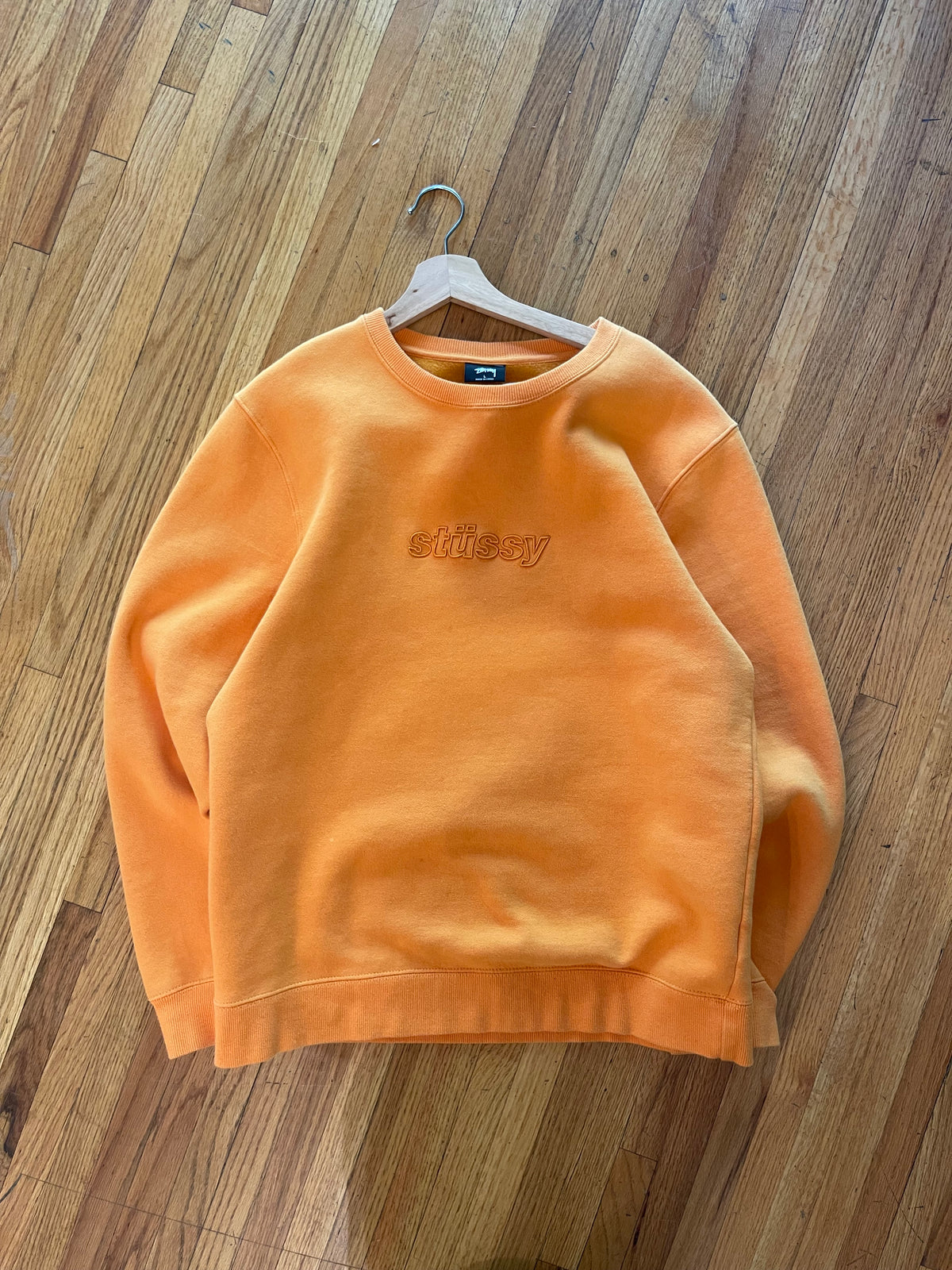 Orange Tonal Logo Stussy Crewneck