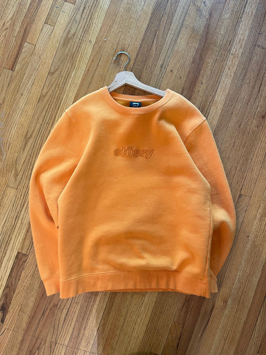 Orange Tonal Logo Stussy Crewneck