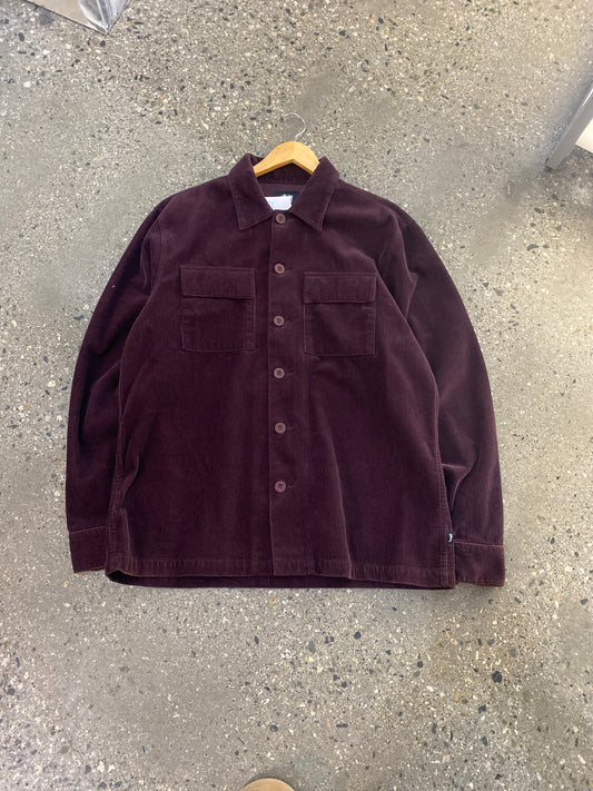 (L) Stussy Burgundy Cord Button Up