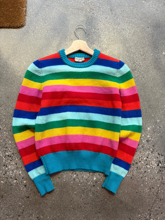 (Womens S) Saint Laurent Paris Cropped Knit Rainbow