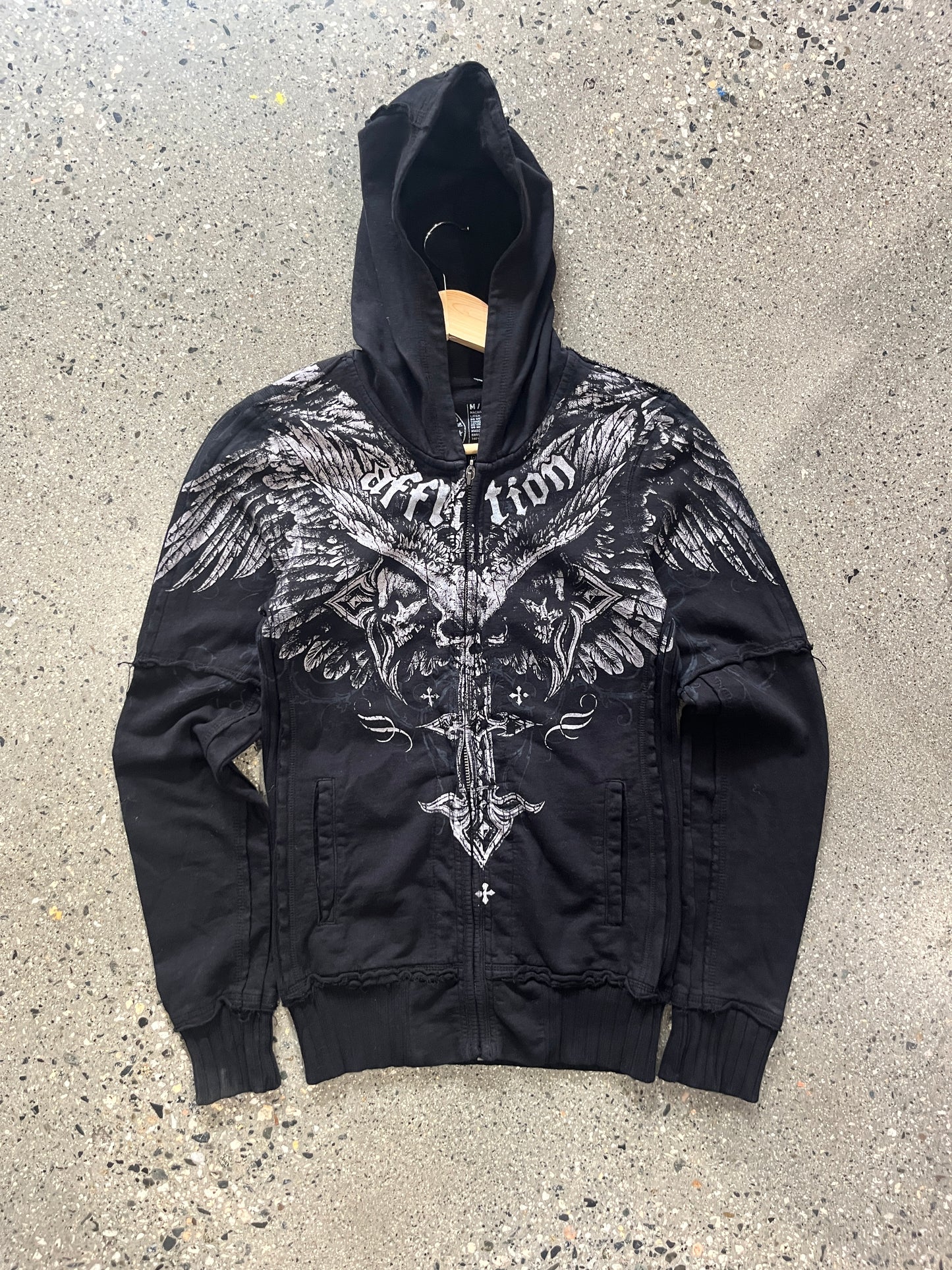 (M) Affliction Black Zip Hoodie