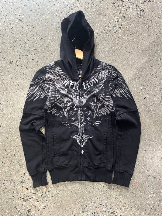 (M) Affliction Black Zip Hoodie