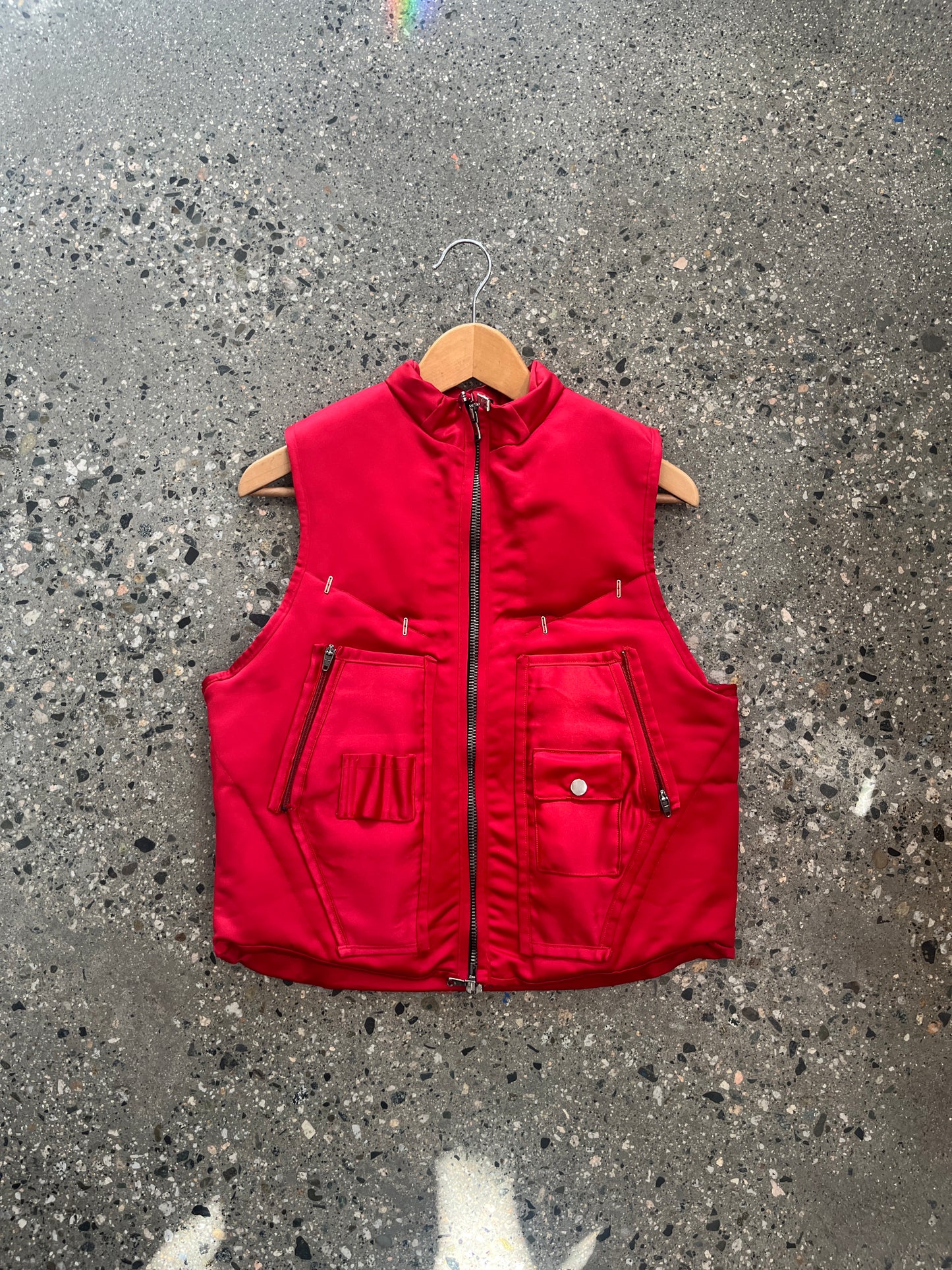 (XS) 1/1 Red Utility Vest Cropped Prada Style