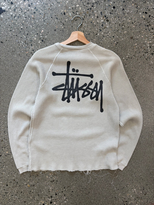 (S) Cream Stussy Script Waffle Knit