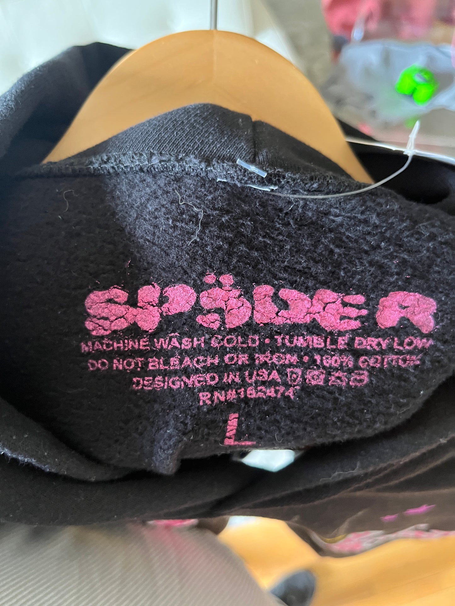 (L) Sp5der Black Hoodie