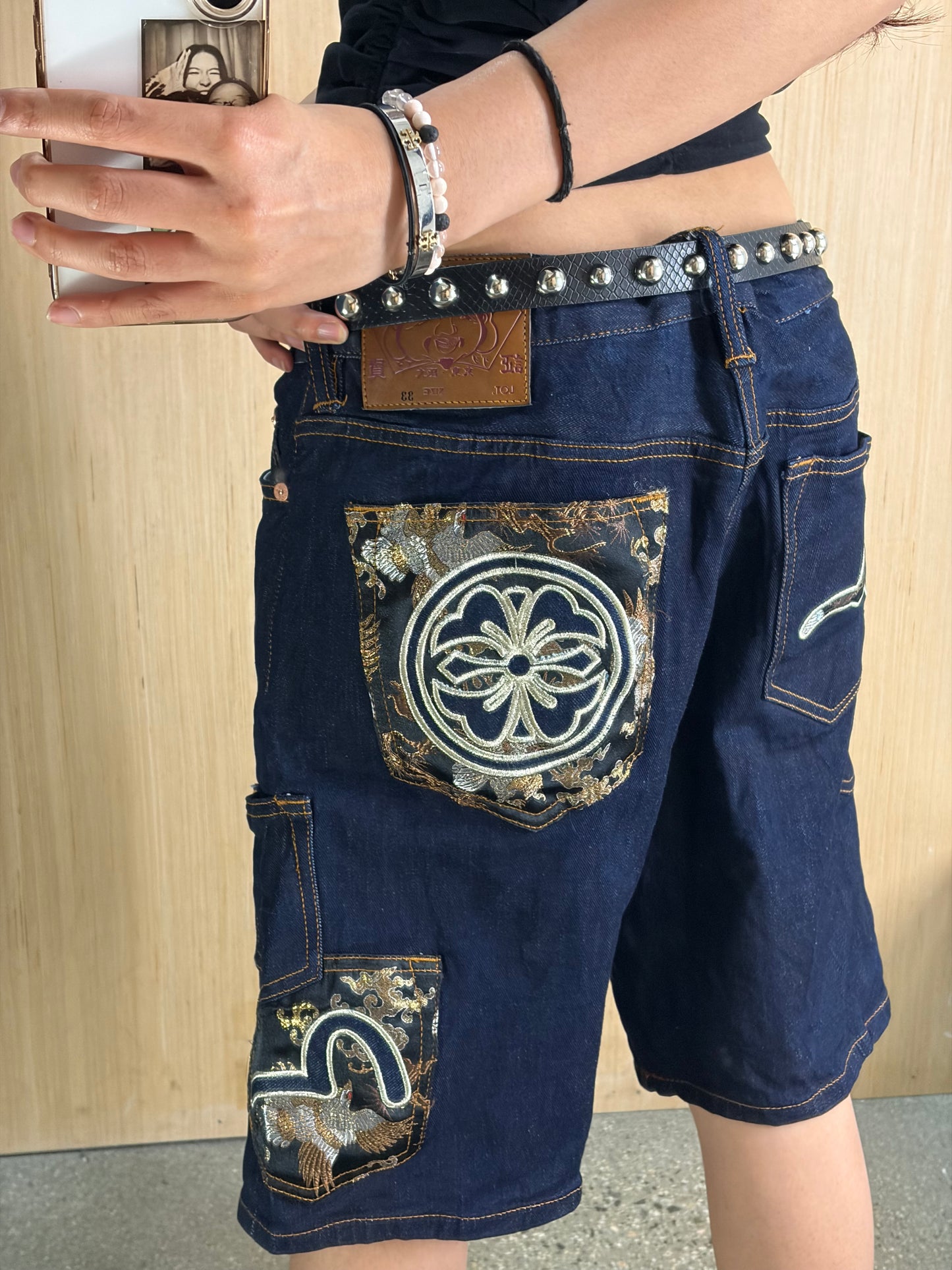 (33”W) Evisu Dark Indigo Jorts