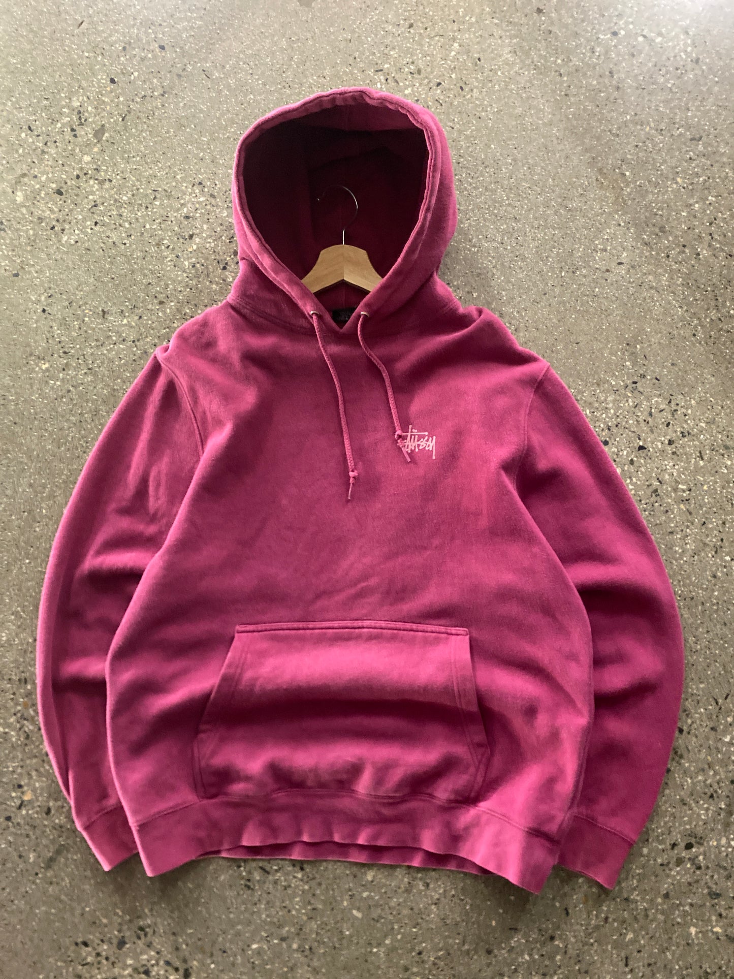 (L) Stussy Magenta Script Hoodie