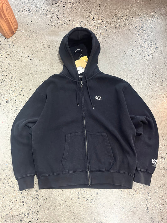 (XL/2X) Wind&Sea Heavy Waffle Zip Hoodie Black (Brand new with tags + retails for $209+ CAD)