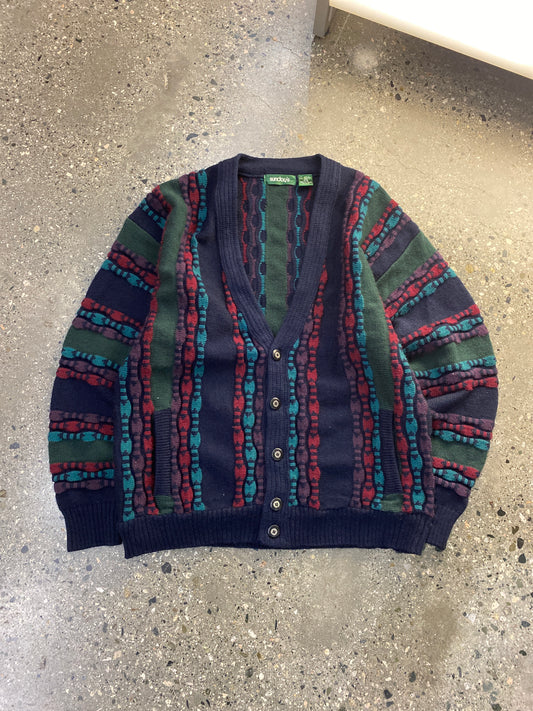 (M/L) Sundays Thick 3D Coogi Style Knit Cardigan