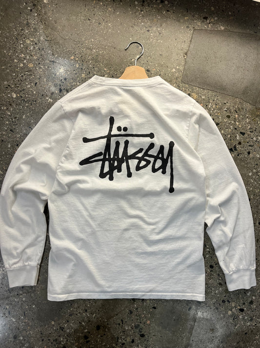 (S) B44 - Stussy Script LS WHITE