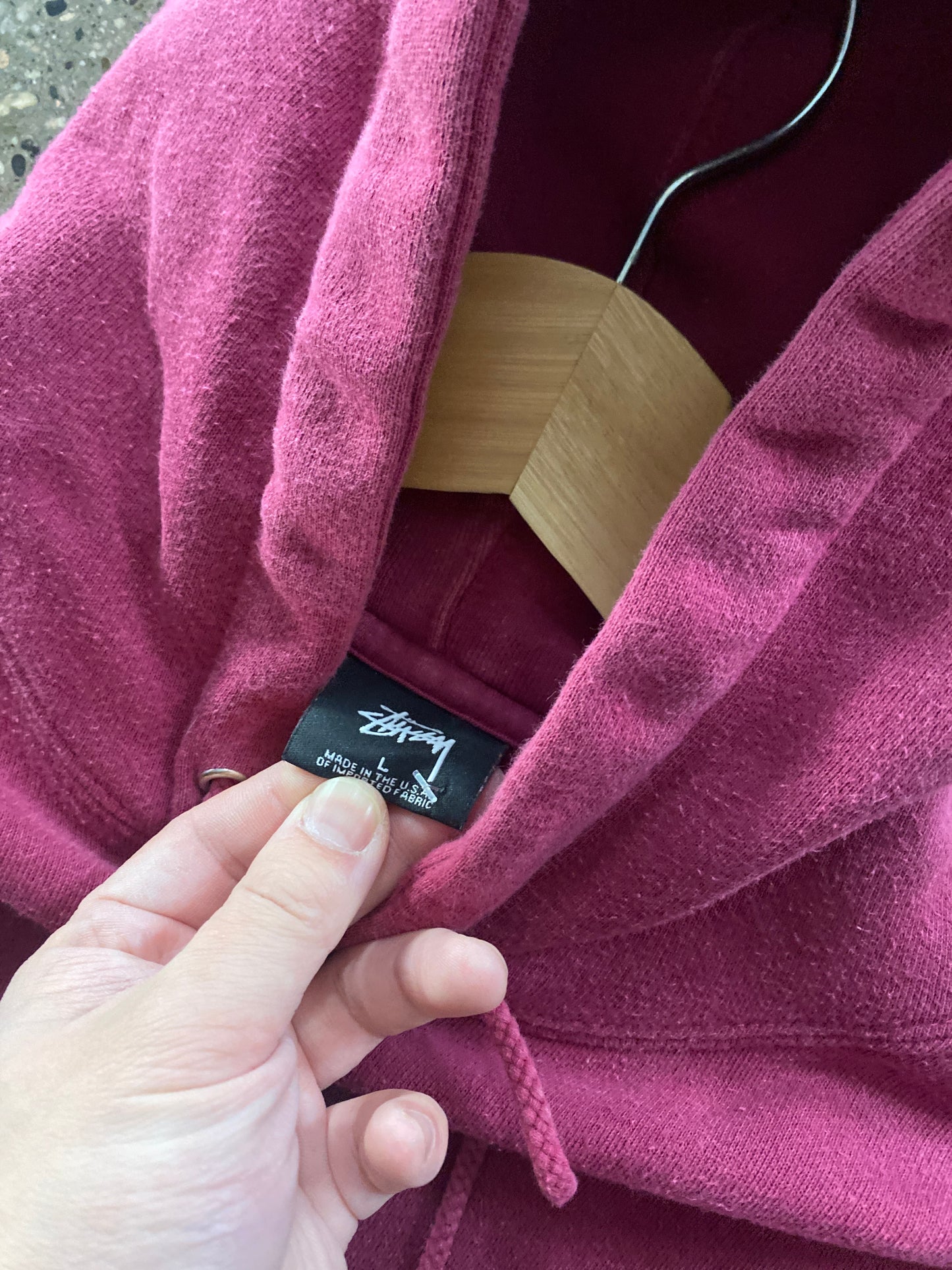 (L) Stussy Magenta Script Hoodie