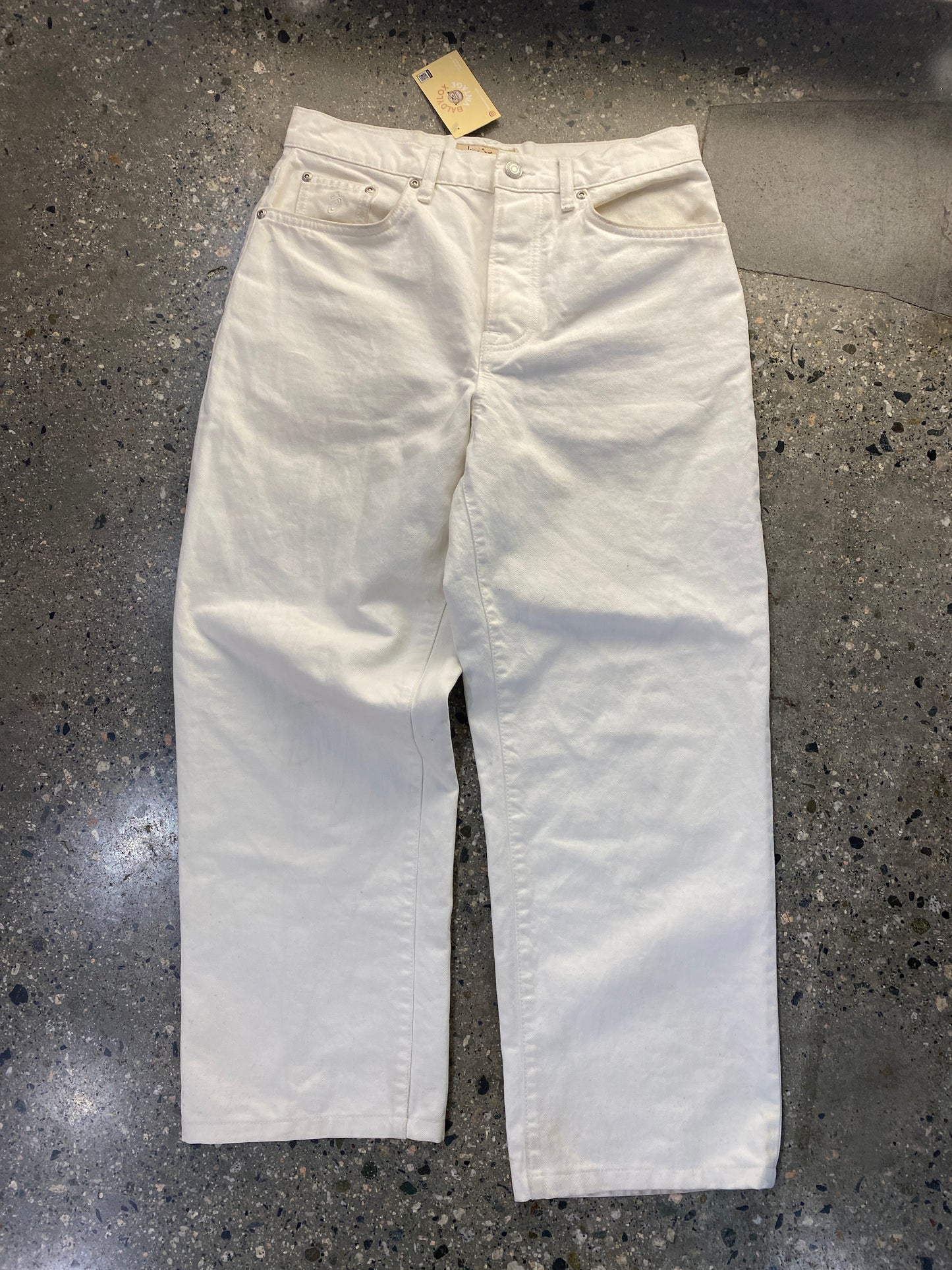 (28”) Stussy White Big Ol Jeans