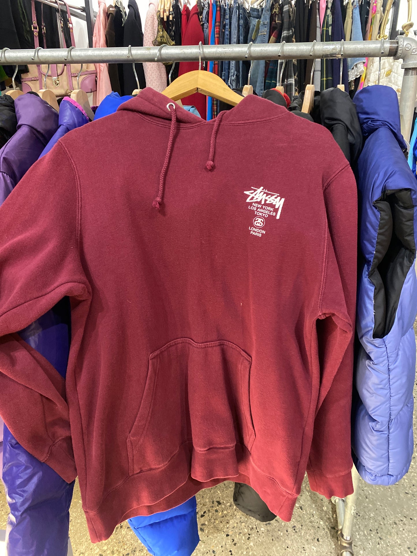 (M) Stussy International Maroon Hoodie