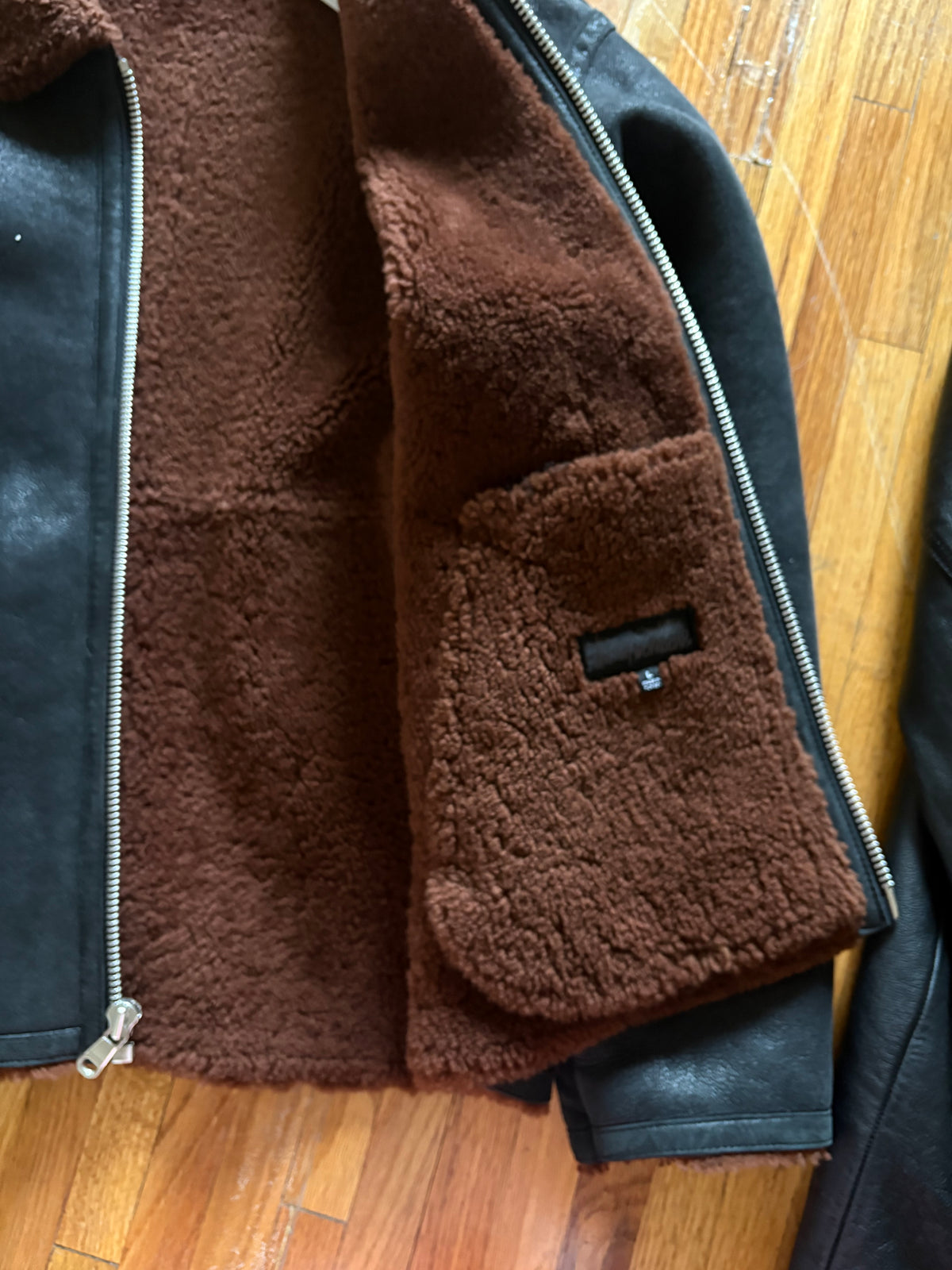 (L) Stussy Shearling Leather Jacket
