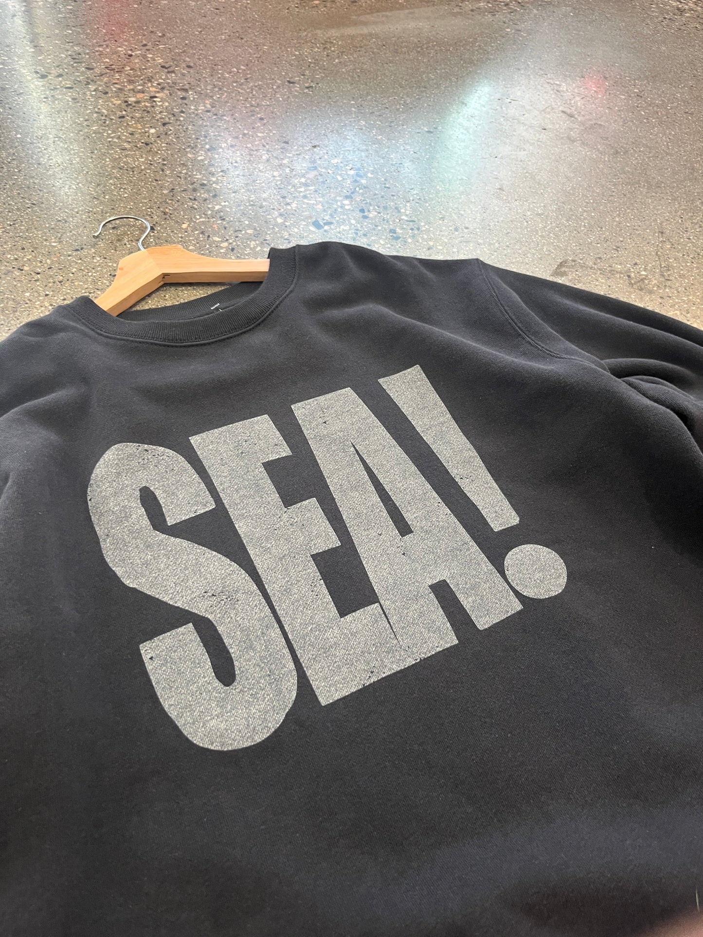 (L/ XL) Wind & Sea Script Black Crewneck