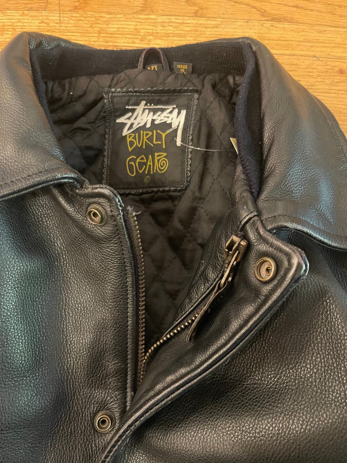 (XL) Late 80s - Mid 90s Stussy Real Cowhide Burly Gear Leather Jacket