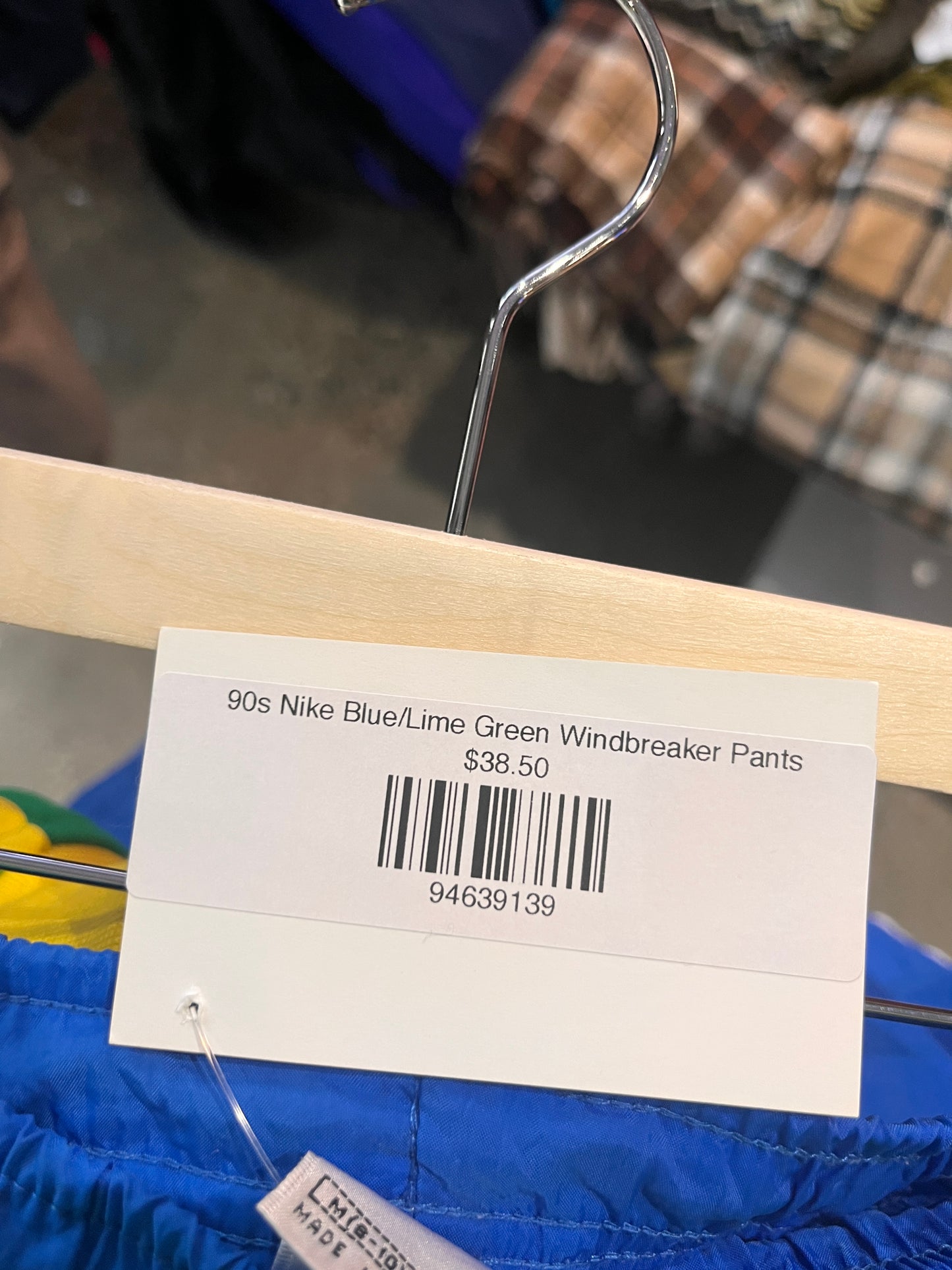 (M) 90s Nike Blue/Lime Green Windbreaker Pants