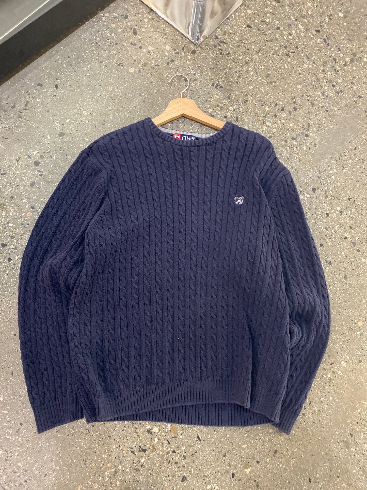 (M/L) Chaps Navy Cable knit