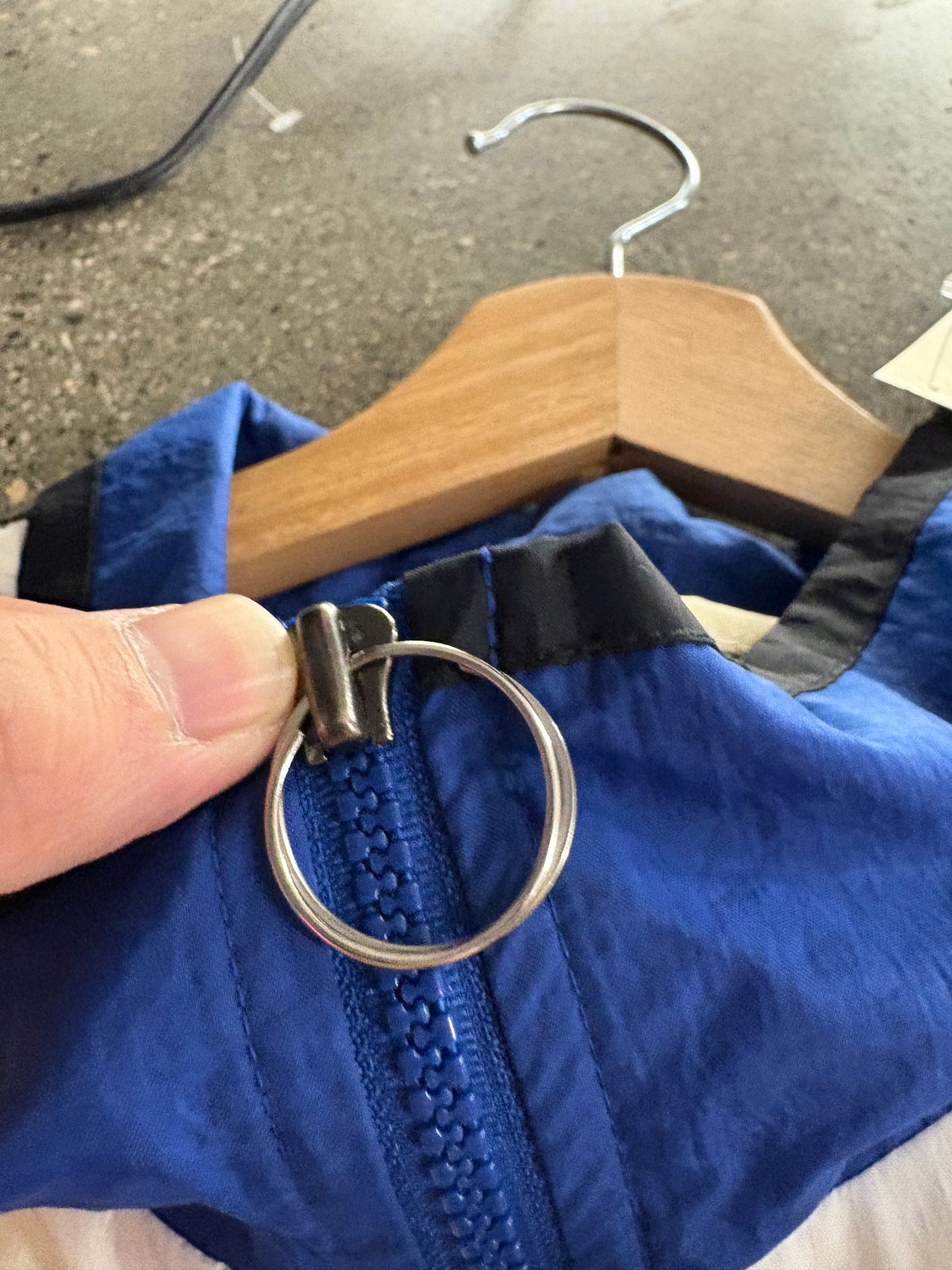 (L) 1990s Nike Big Swoosh Blue White Windbreaker